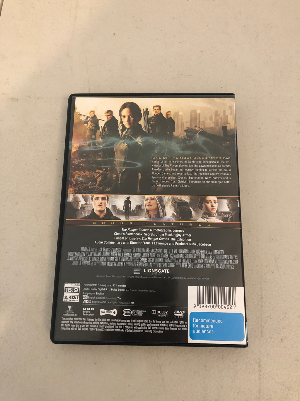 THE HUNGER GAMES MOCKINGJAY PART 2 - PAL Region 4 - DVD Cleaned and Tested