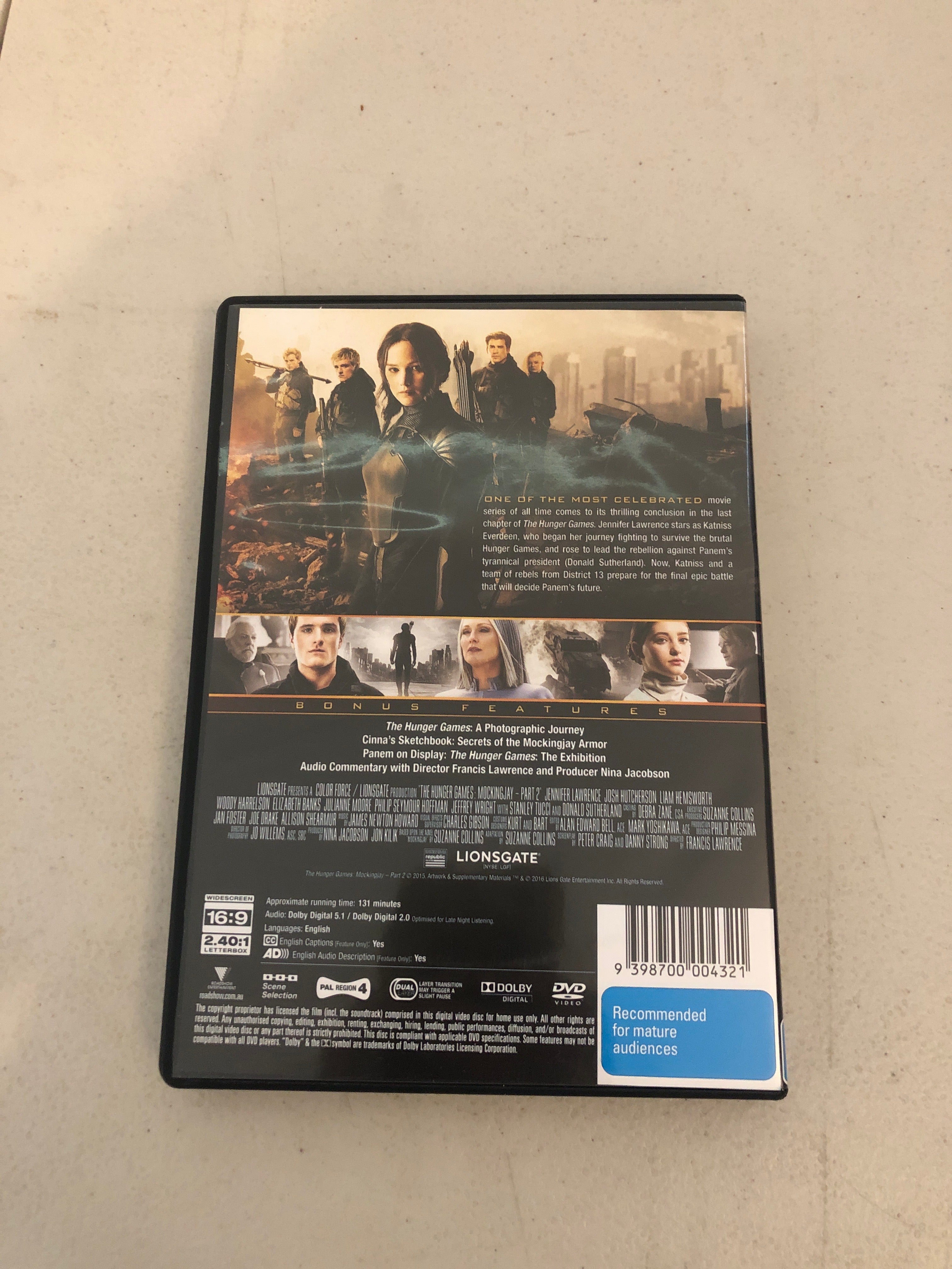 THE HUNGER GAMES MOCKINGJAY PART 2 - PAL Region 4 - DVD Cleaned and Tested