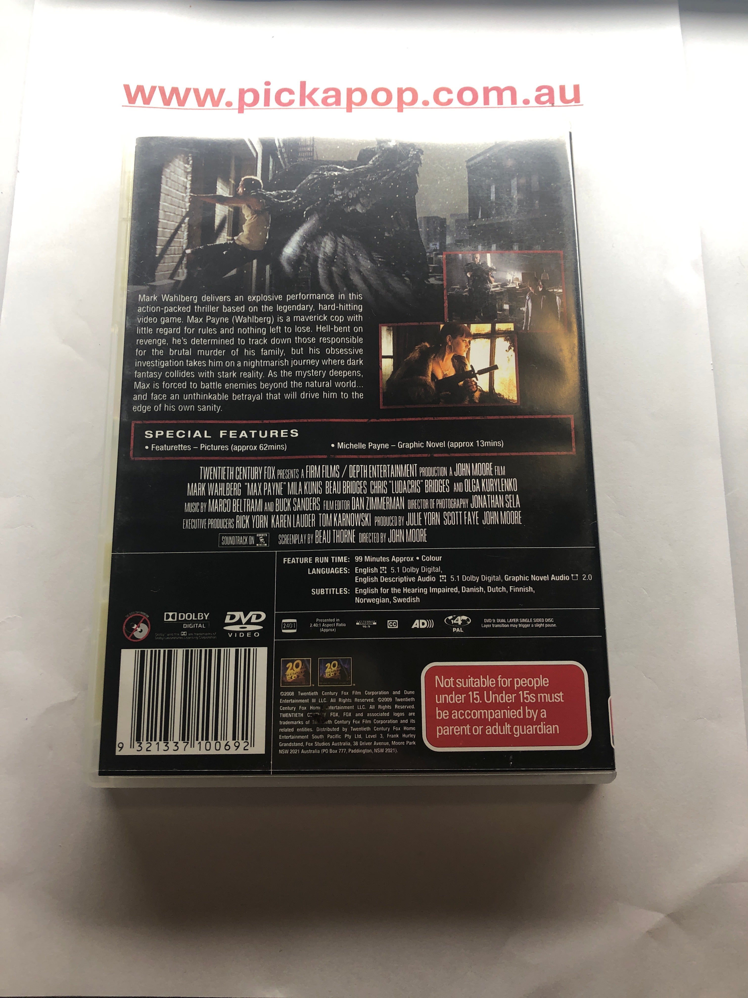 MAX PAYNE UNCUT - (PAL Region 4) DVD Cleaned and Tested