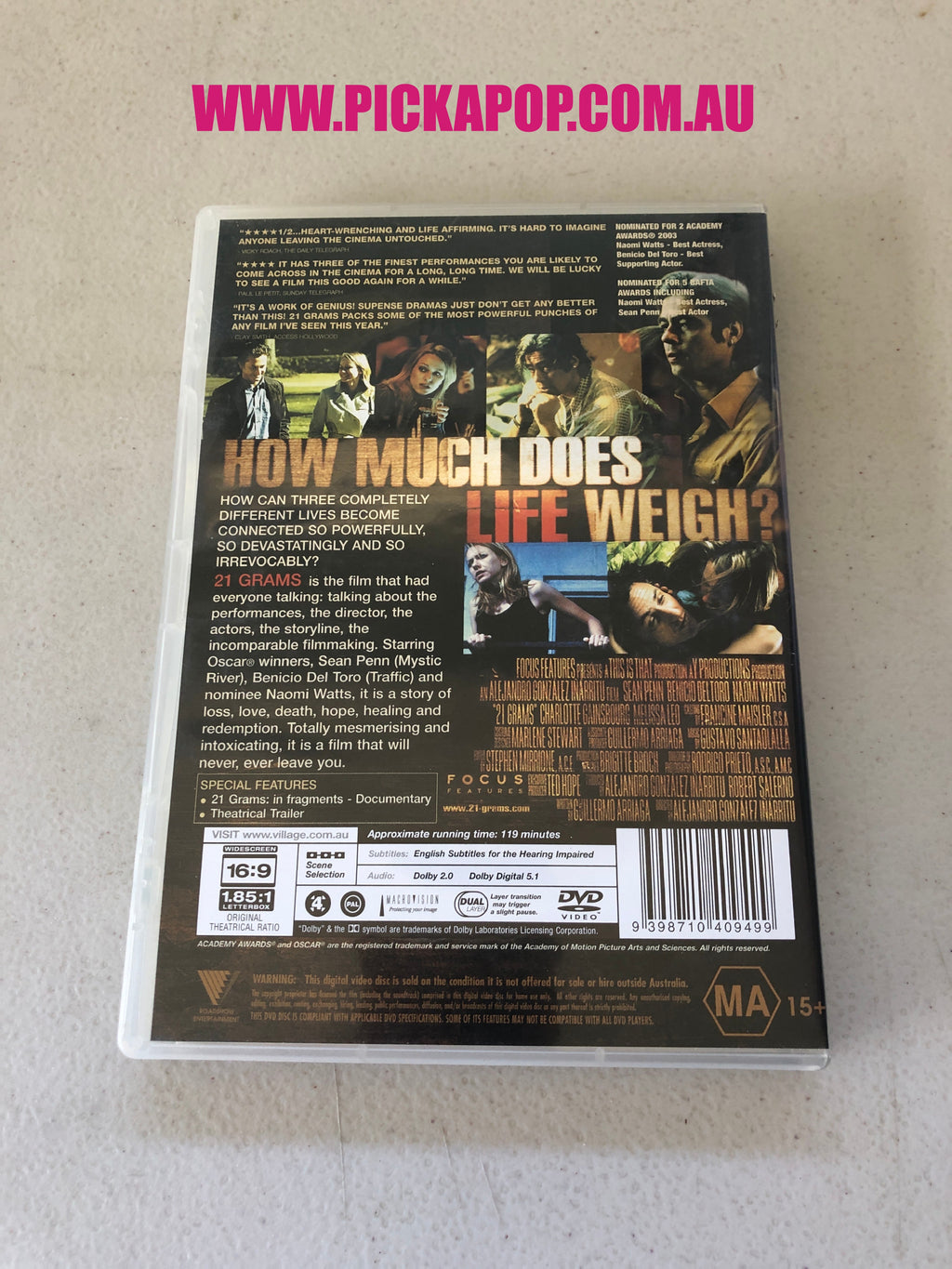 21 GRAMS -PAL Region 4 -DVD Cleaned and Tested