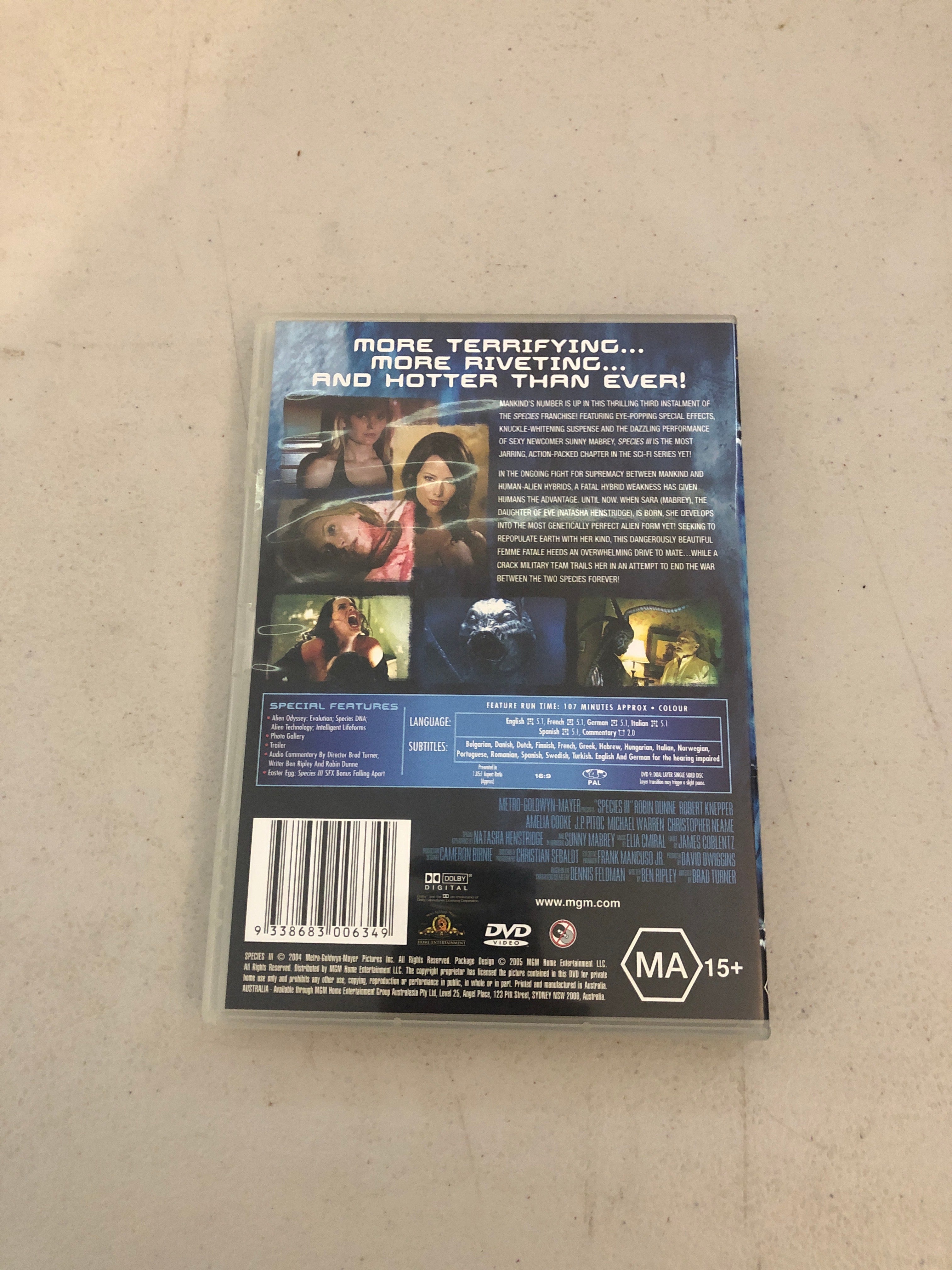 SPECIES III - PAL Region 4 - DVD Cleaned and Tested