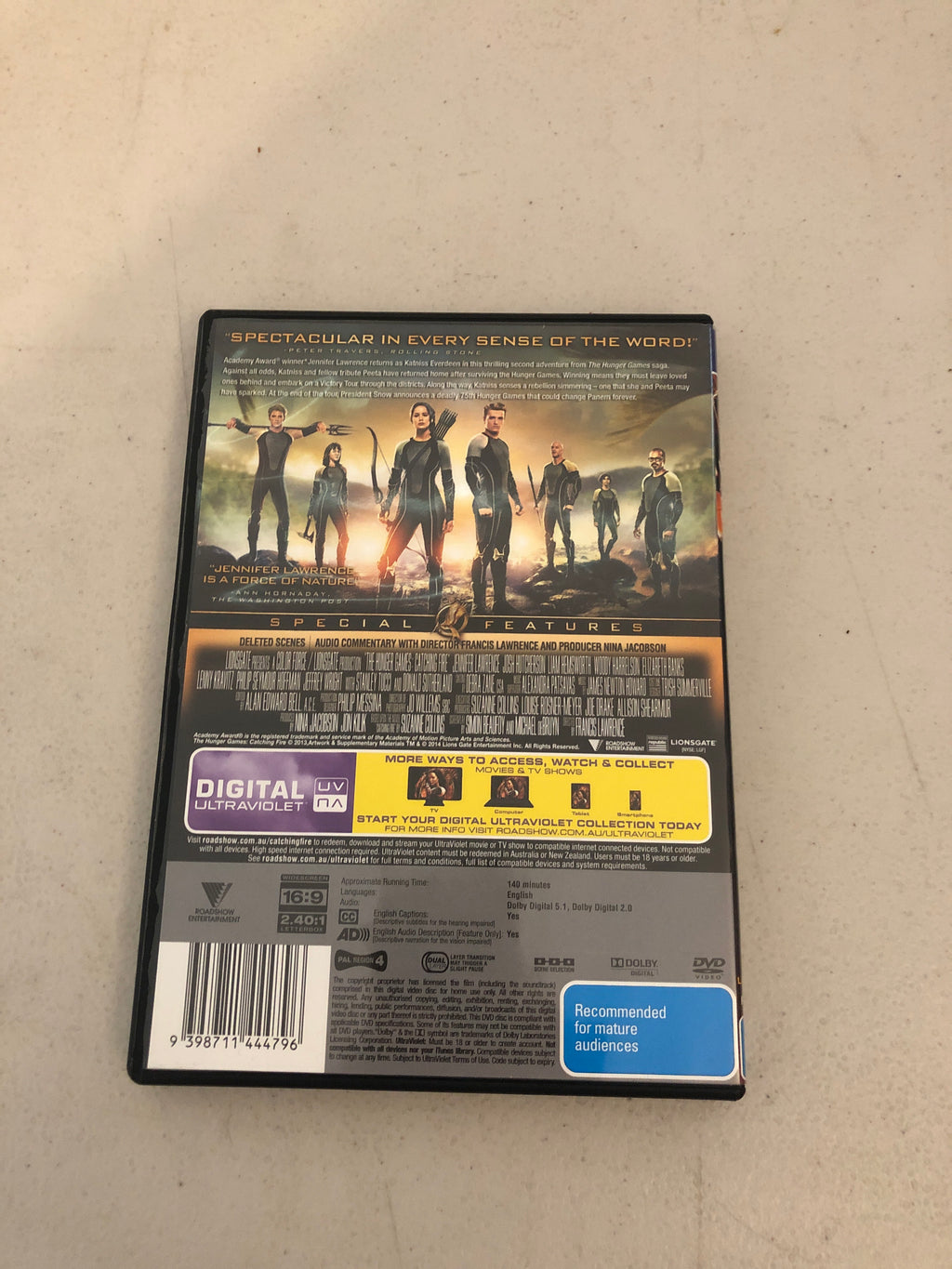 THE HUNGER GAMES CATCHING FIRE  - PAL Region 4 - DVD Cleaned and Tested