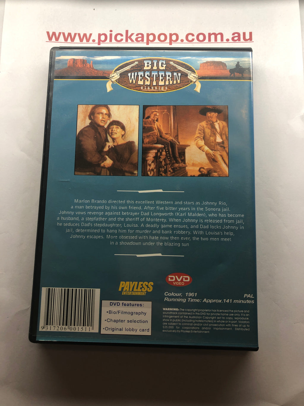 ONE - EYED JACK'S - (PAL Region 4) DVD Cleaned and Tested