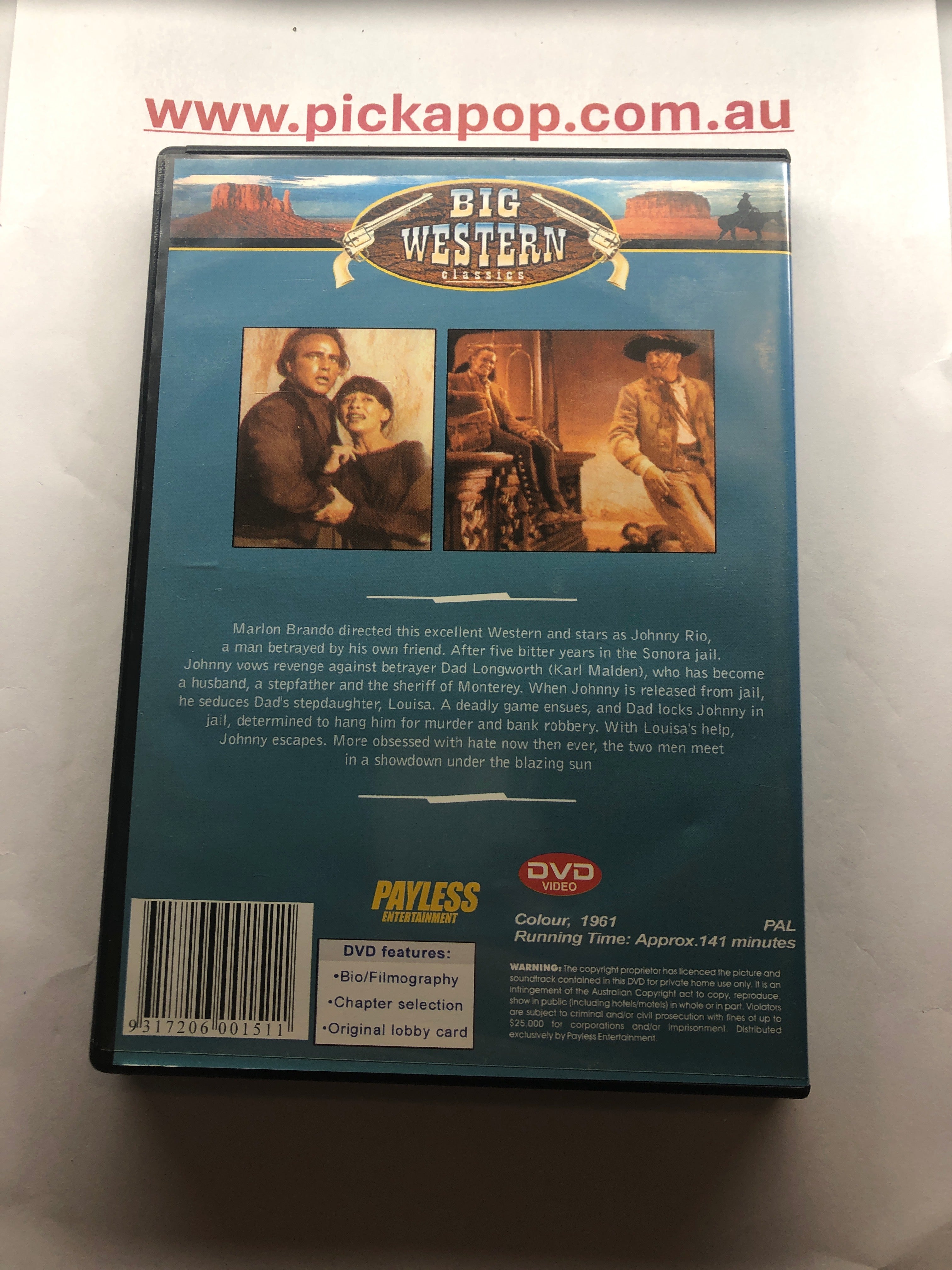 ONE - EYED JACK'S - (PAL Region 4) DVD Cleaned and Tested