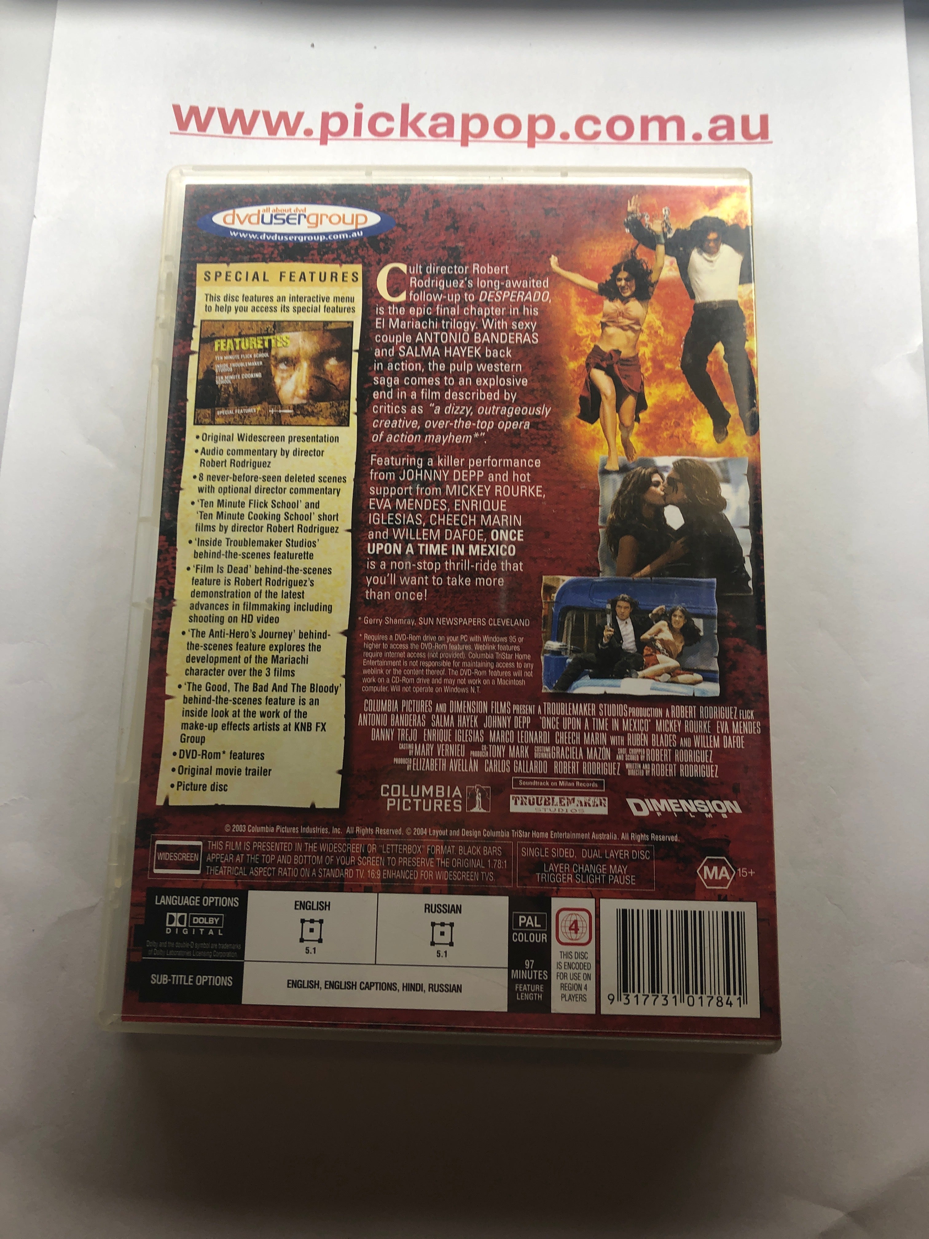 ONCE UPON A TIME IN MEXICO - (PAL Region) DVD Cleaned and Tested