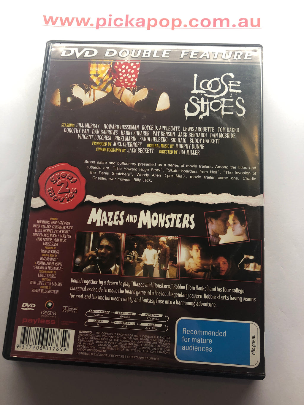 LOOSE SHOES & MAZES AND MONSTERS - (PAL Region 4) DVD DOUBLE FEATURE Cleaned and Tested