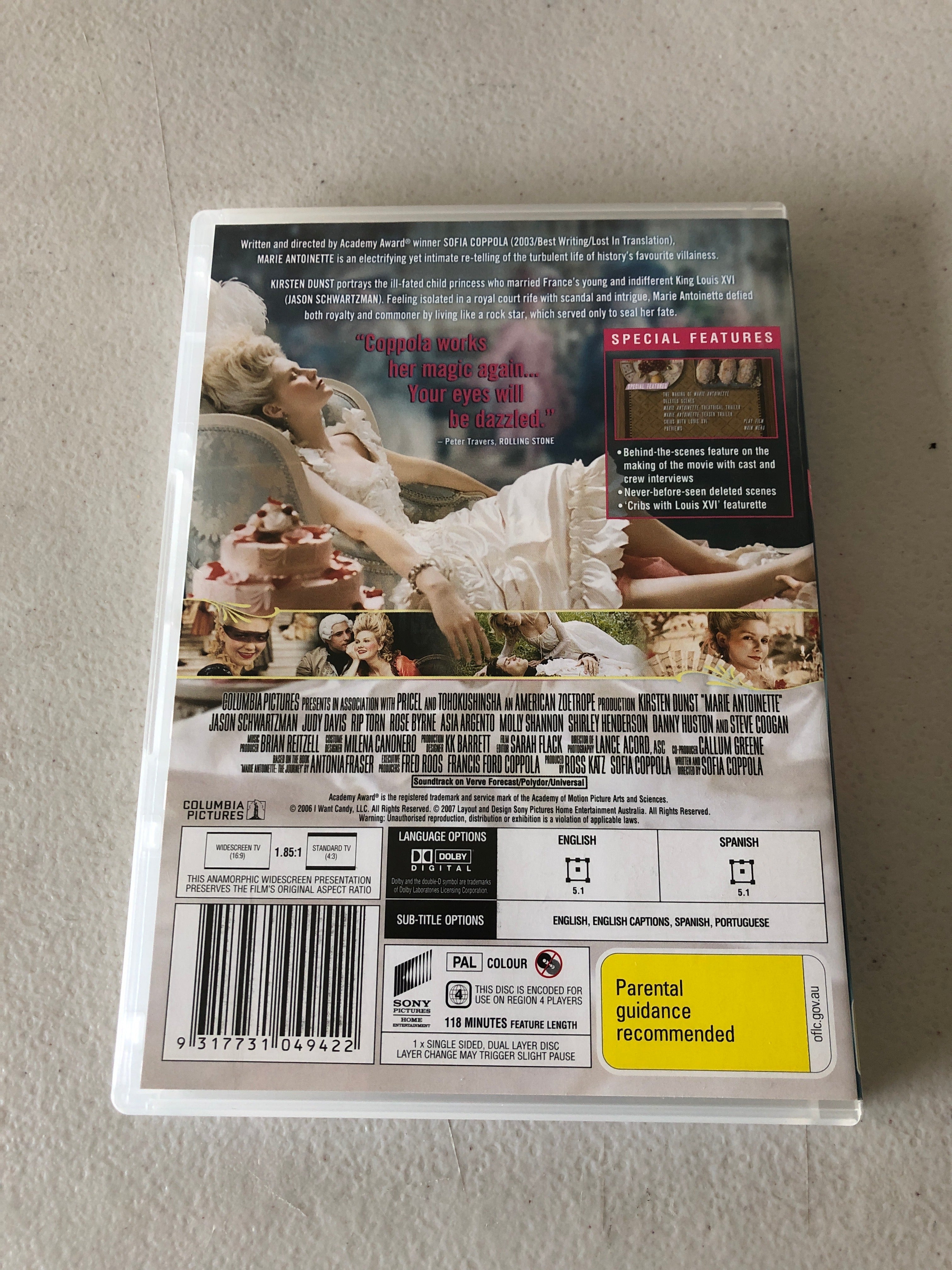 MARIE ANTOINETTE - PAL Region 4 - DVD Cleaned and Tested