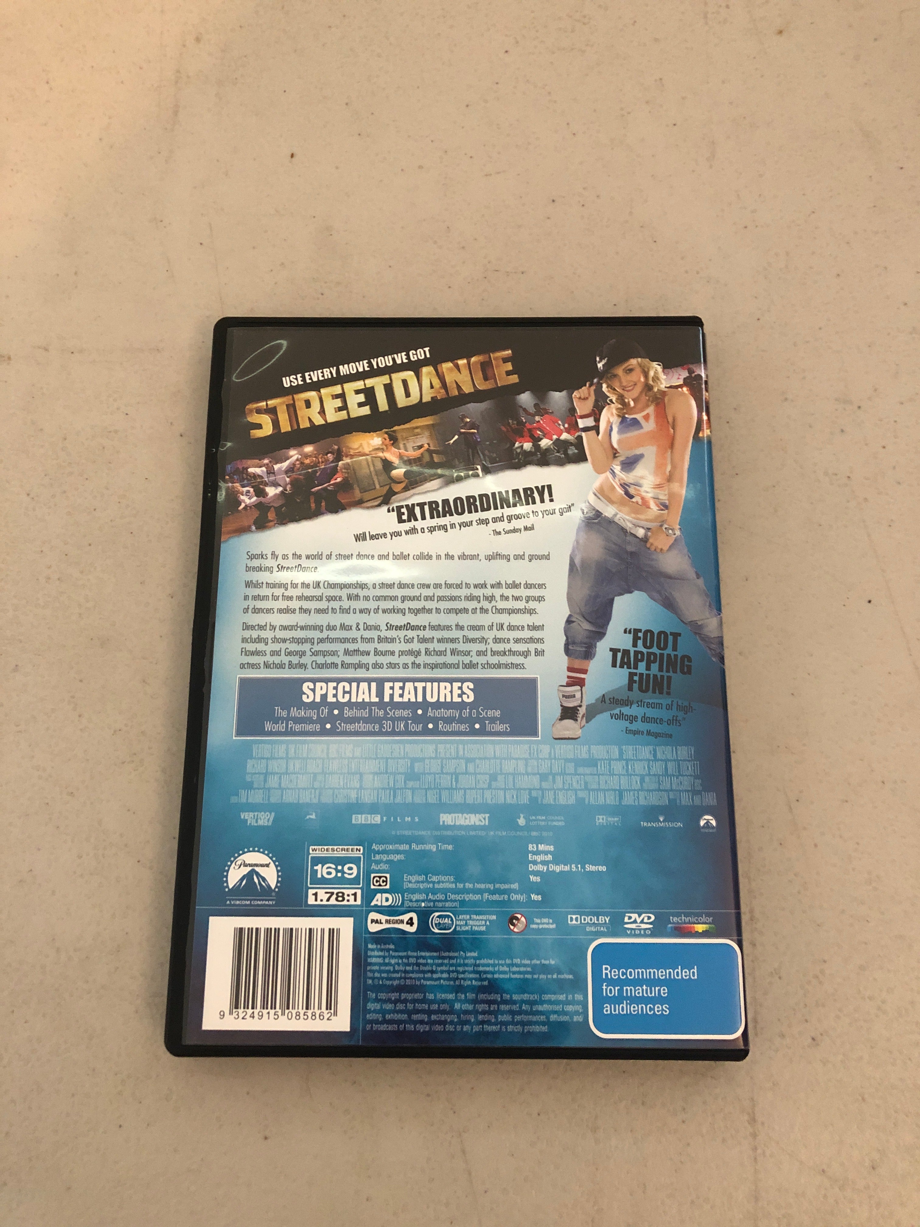 STREETDANCE - PAL Region 4 - DVD Cleaned and Tested