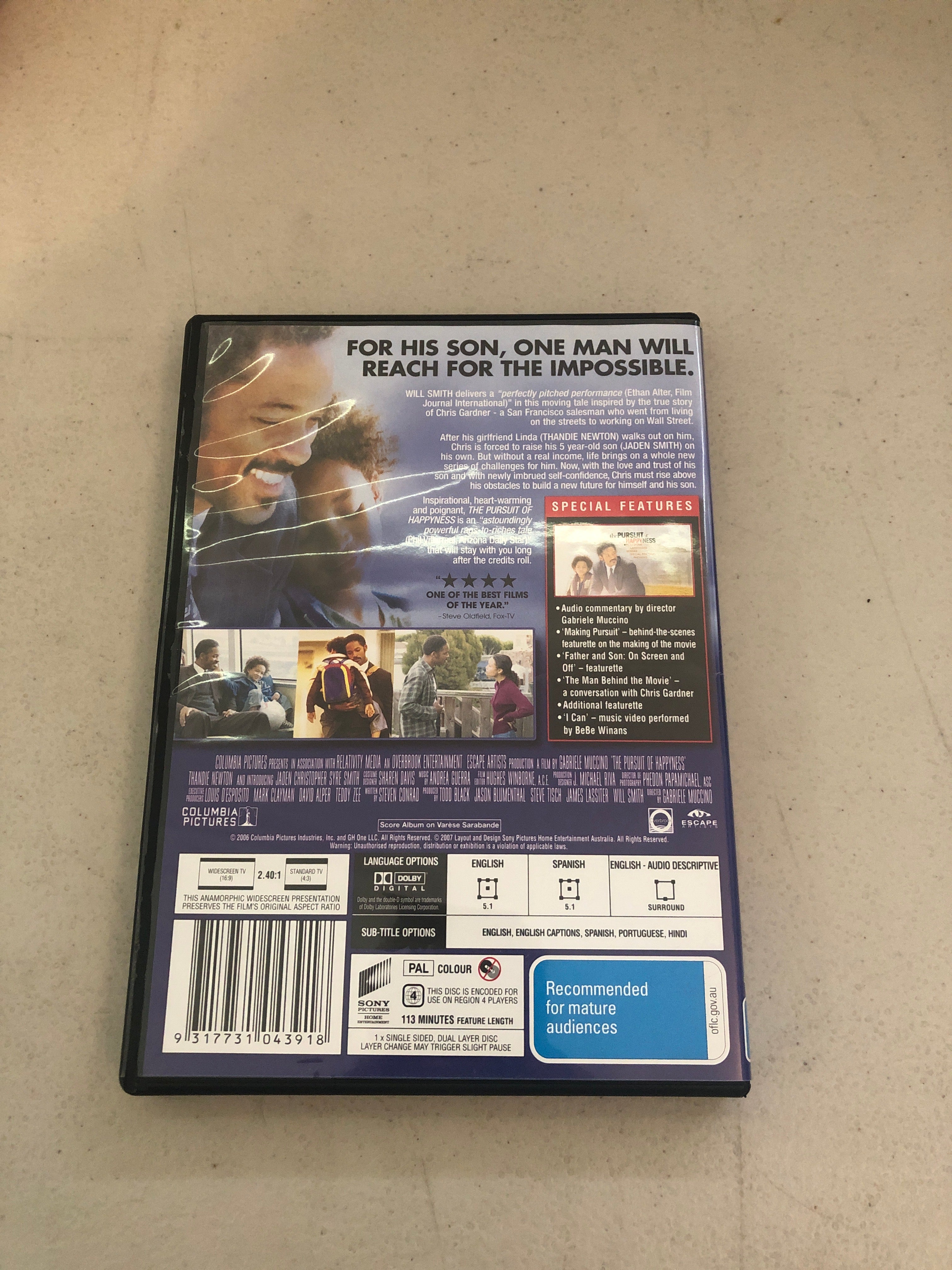 THE PURSUIT OF HAPPYNESS - PAL Region 4 - DVD Cleaned and Tested