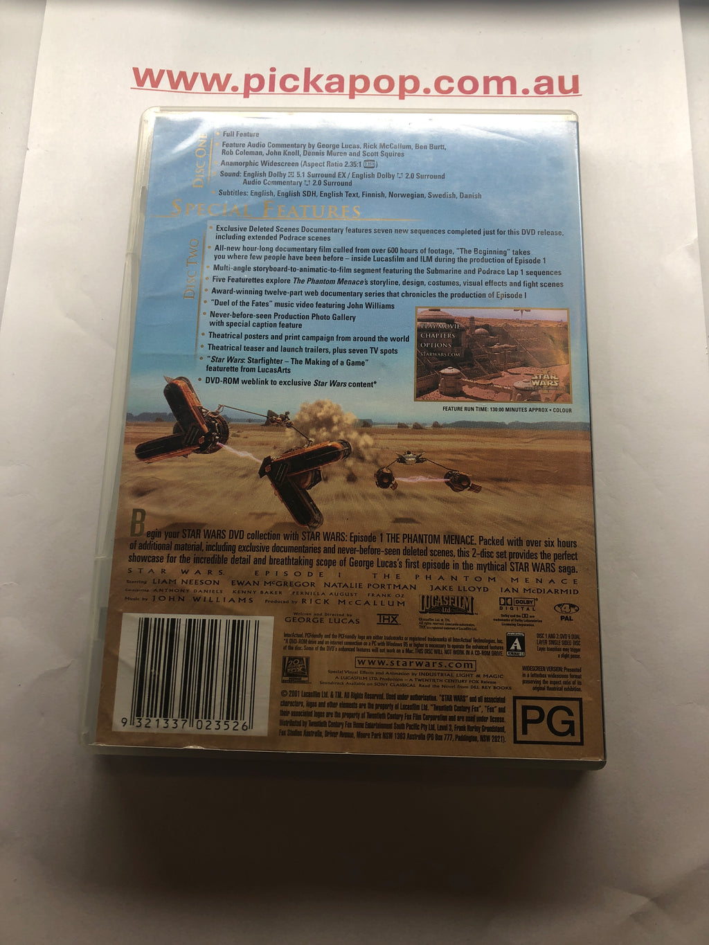 STAR WARS I THE PHANTOM MENACE - (PAL Region 4) DVD Cleaned and Tested