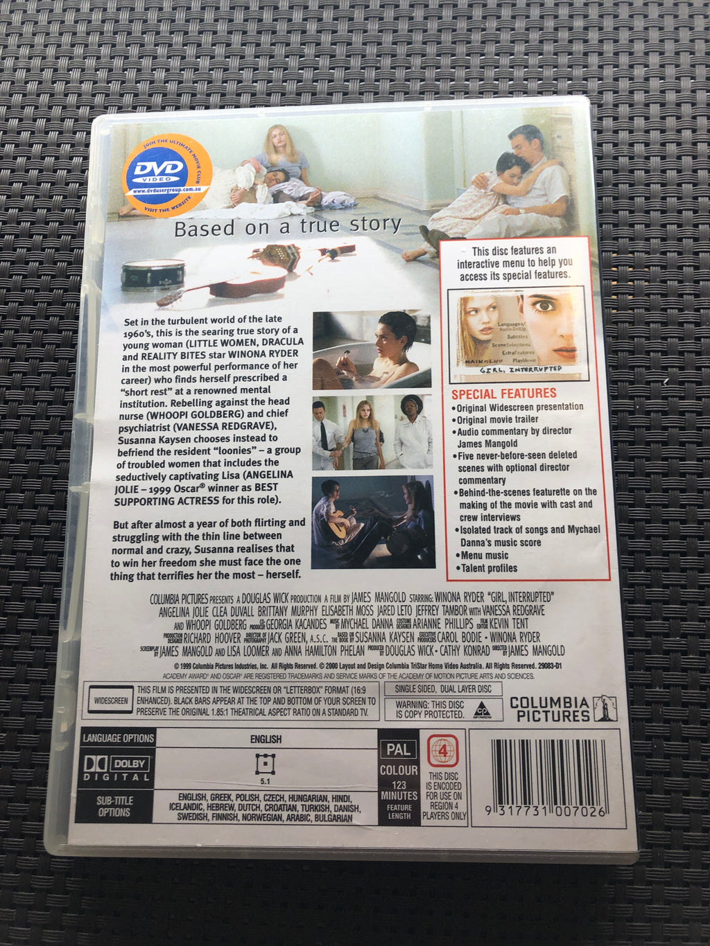 GIRL,INTERRUPTED - (PAL Region 4) DVD Cleaned and Tested