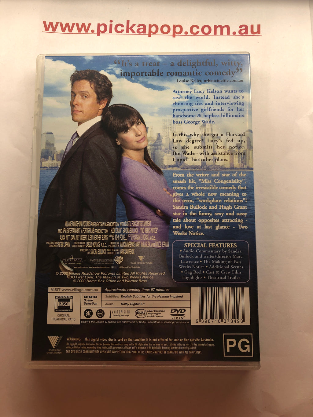 TWO WEEKS NOTICE - (PAL Region 4) DVD Cleaned and Tested