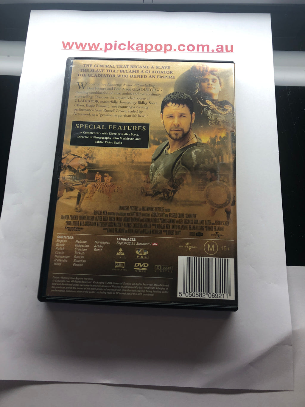 GLADITOR - (PAL Region 4) DVD Cleaned and Tested