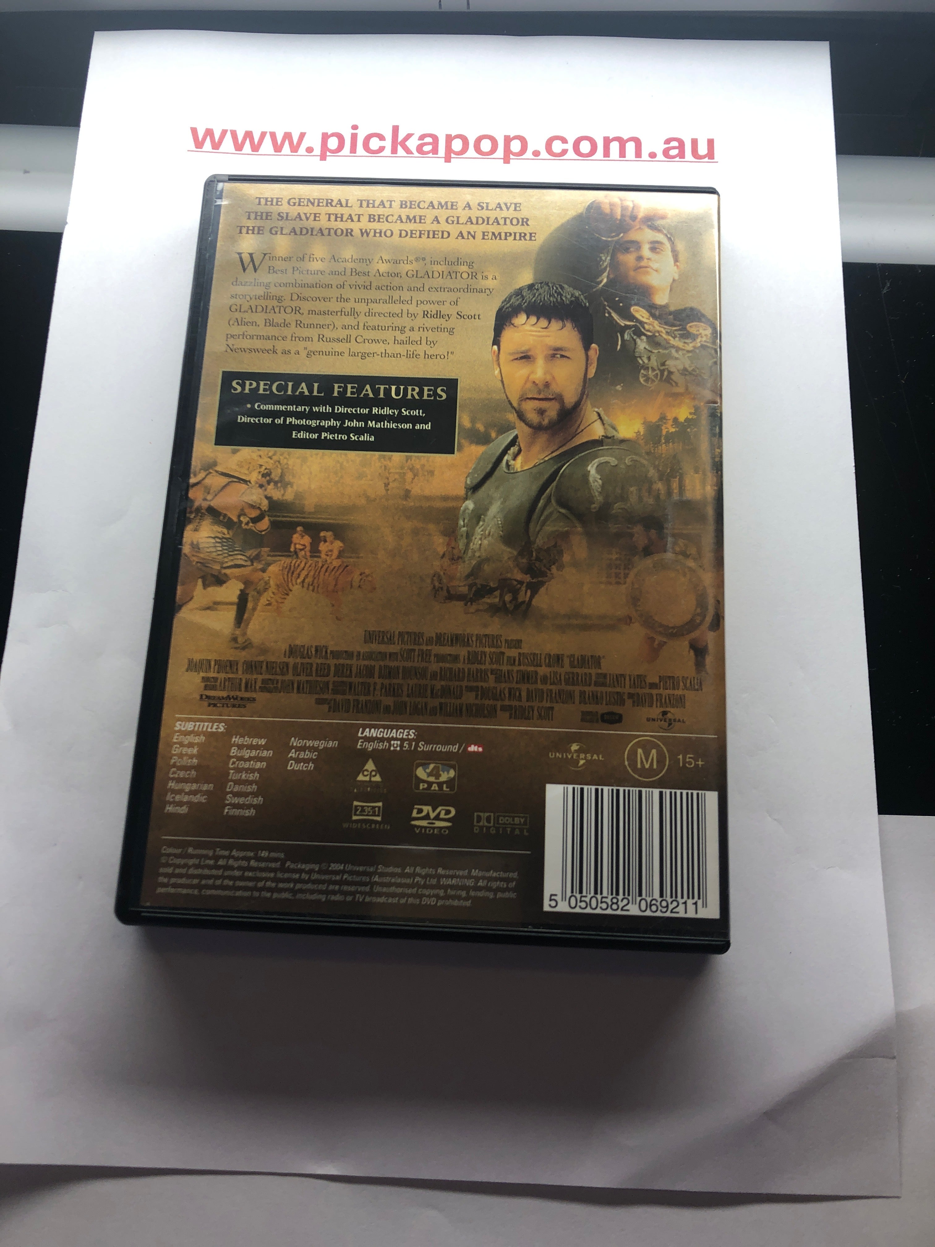 GLADITOR - (PAL Region 4) DVD Cleaned and Tested