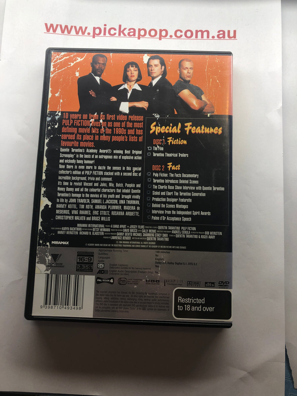 PULP FICTION - (PAL Region 4) DVD Cleaned and Tested