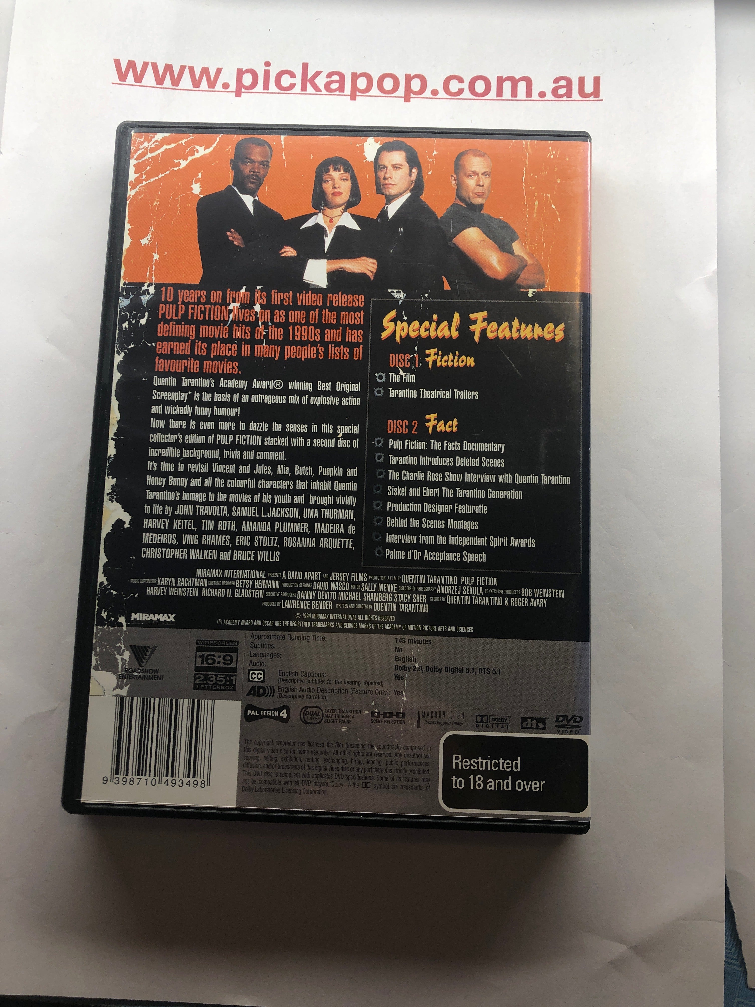 PULP FICTION - (PAL Region 4) DVD Cleaned and Tested
