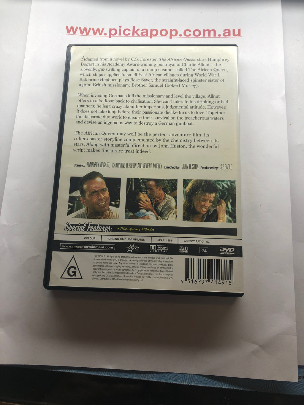 THE AFRICAN QUEEN - (PAL Region 4) DVD Cleaned and Tested
