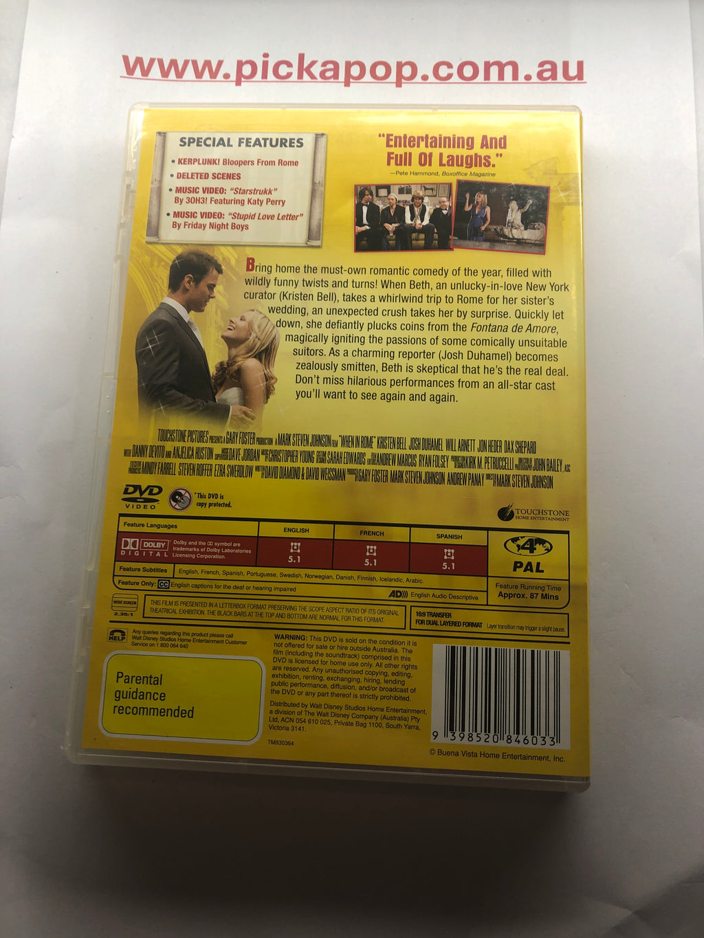 WHEN IN ROME - (PAL Region 4) DVD Cleaned and Tested