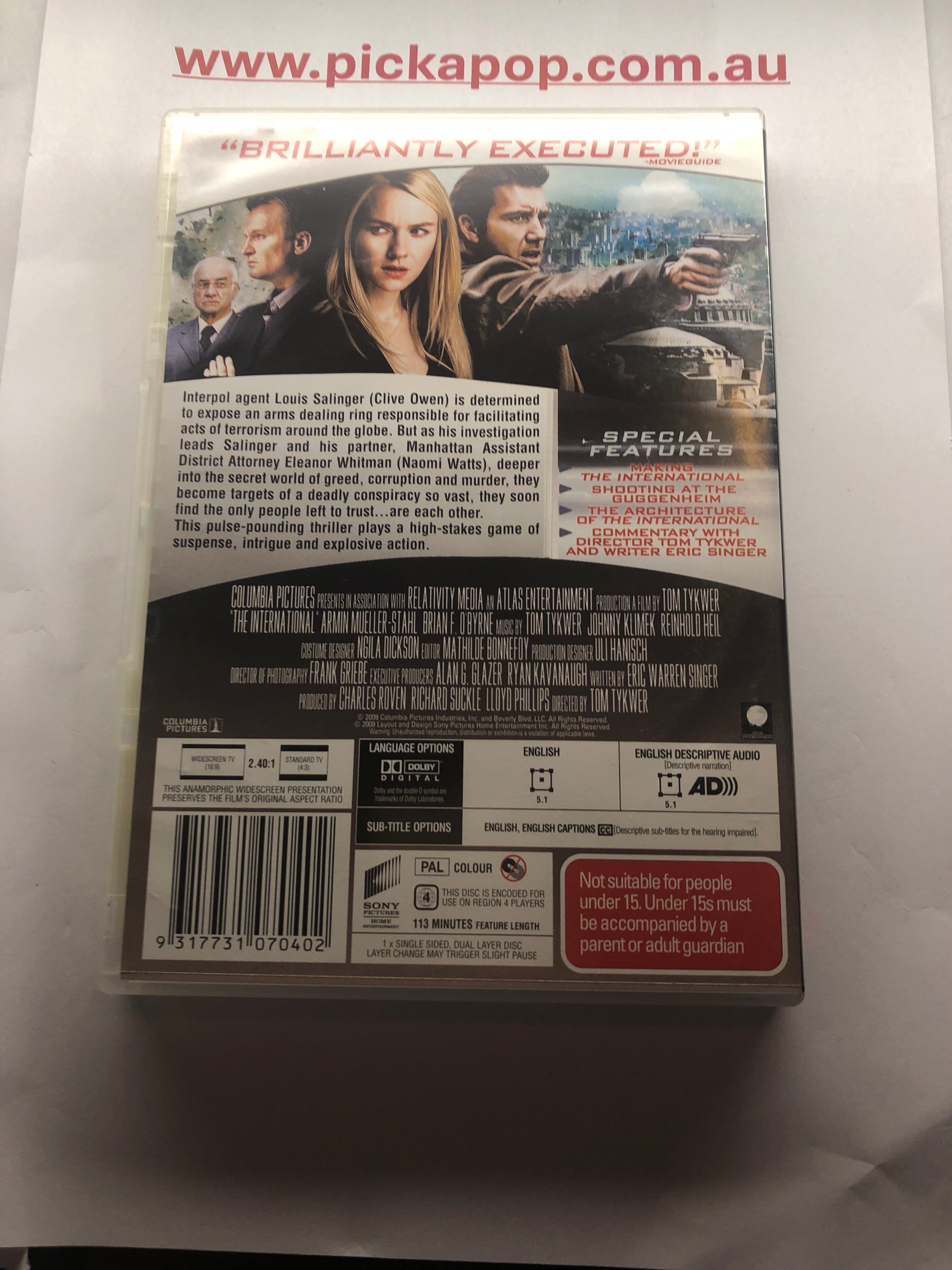 THE INTERNATIONAL - (PAL Region 4) DVD Cleaned and Tested