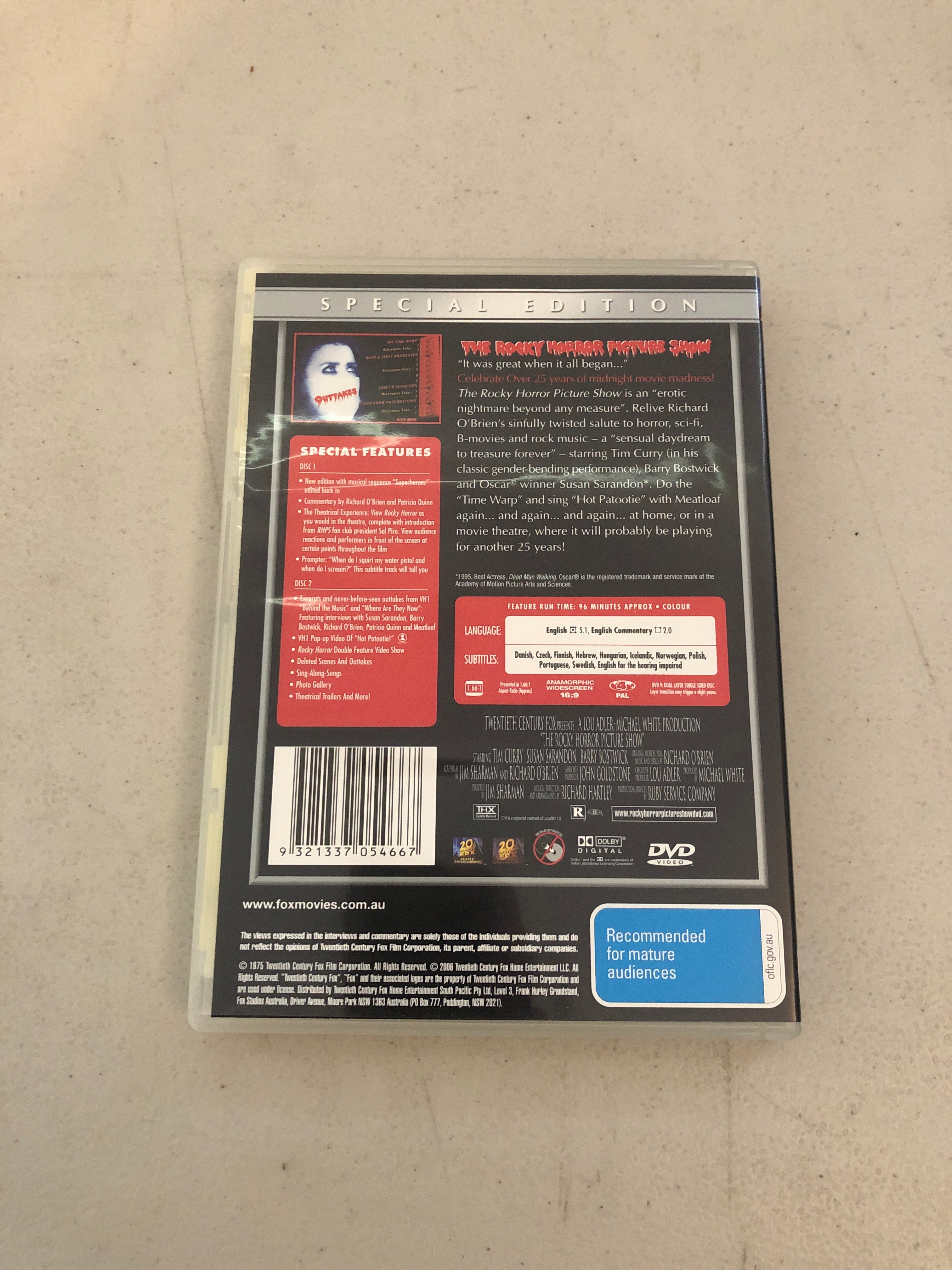 THE ROCKY HORROR PICTURE SHOW - PAL Region 4 - DVD Cleaned and Tested