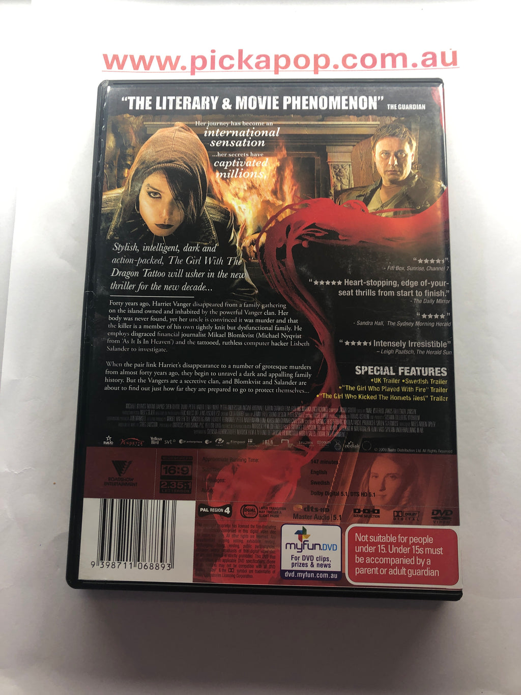 THE GIRL WITH THE DRAGON TATTOO - (PAL Region 4) DVD Cleaned and Tested