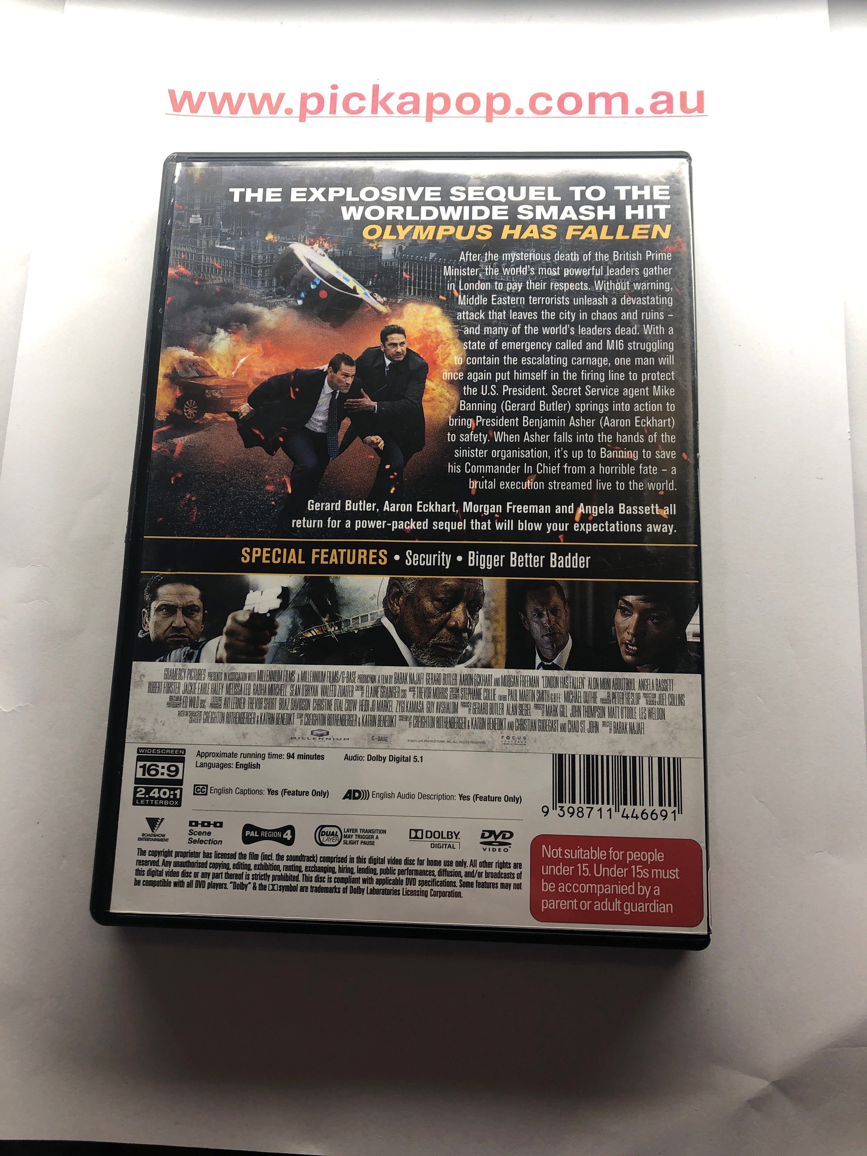 LONDON HAS FALLEN - (PAL Region 4) DVD Cleaned and Tested