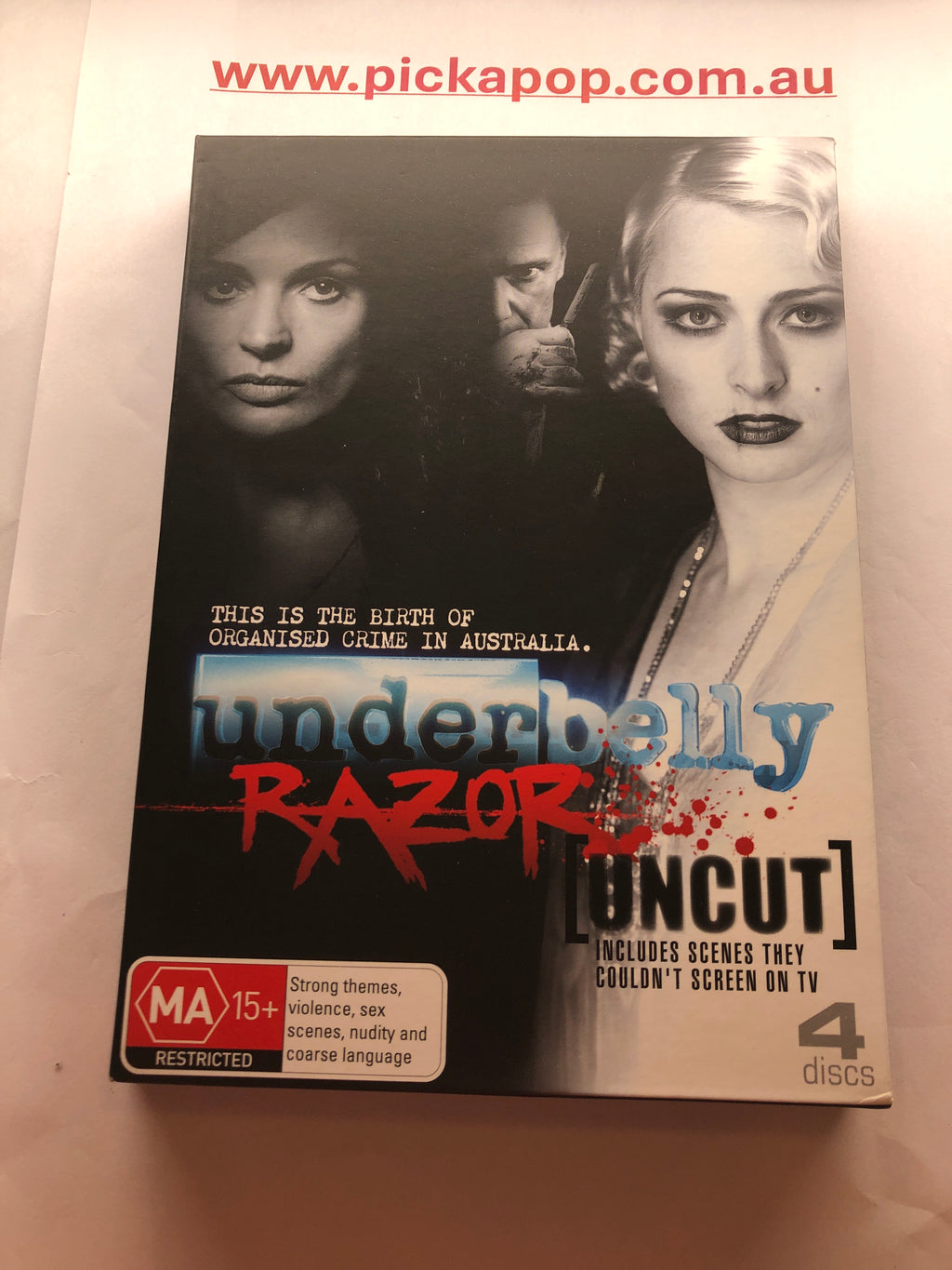 UNDERBELLY RAZOR UNCUT 4 DISC - (PAL Region 4) DVD Cleaned and Tested