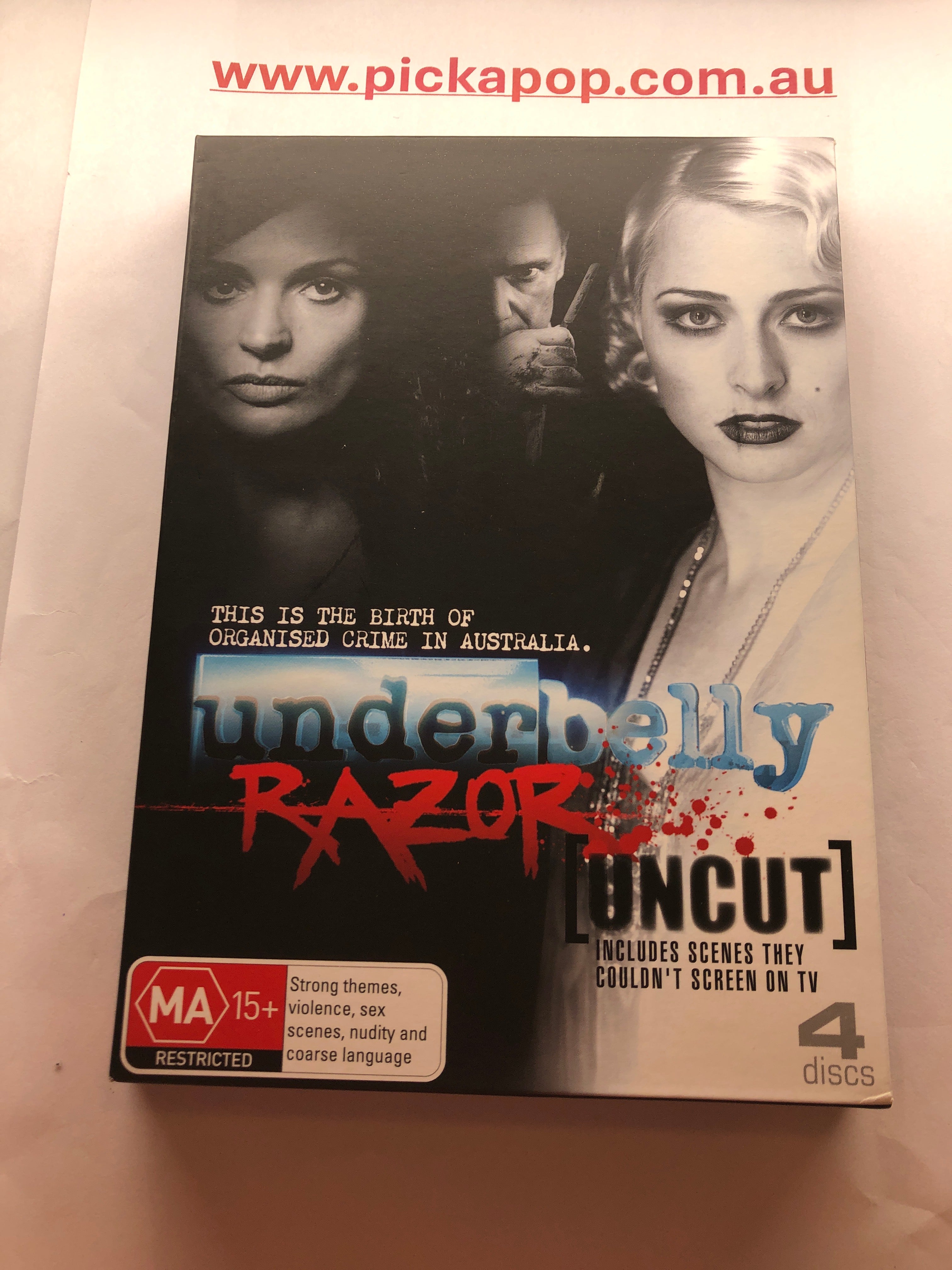 UNDERBELLY RAZOR UNCUT 4 DISC - (PAL Region 4) DVD Cleaned and Tested