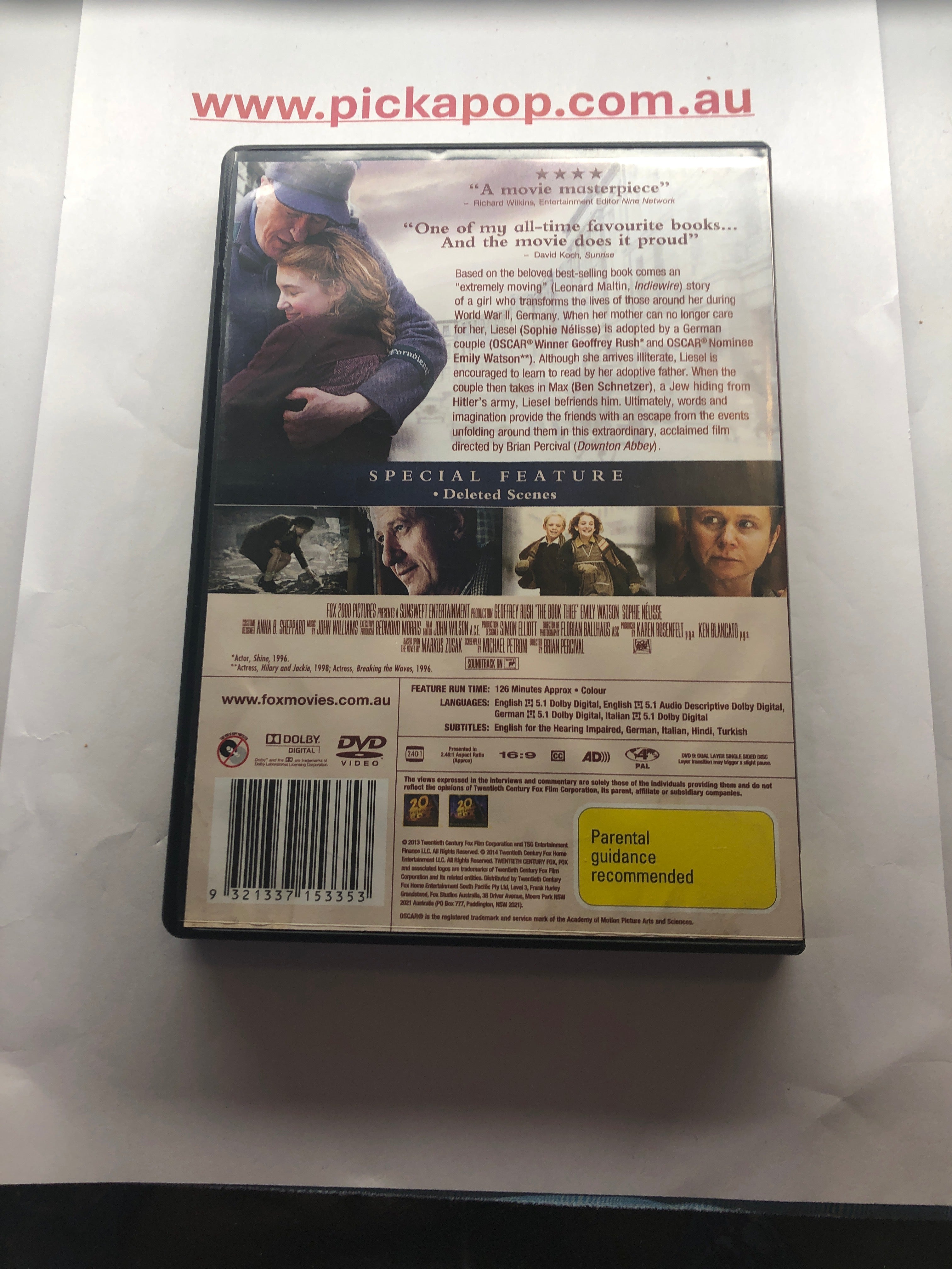 THE BOOK THIEF - (PAL Region 4) DVD Cleaned and Tested