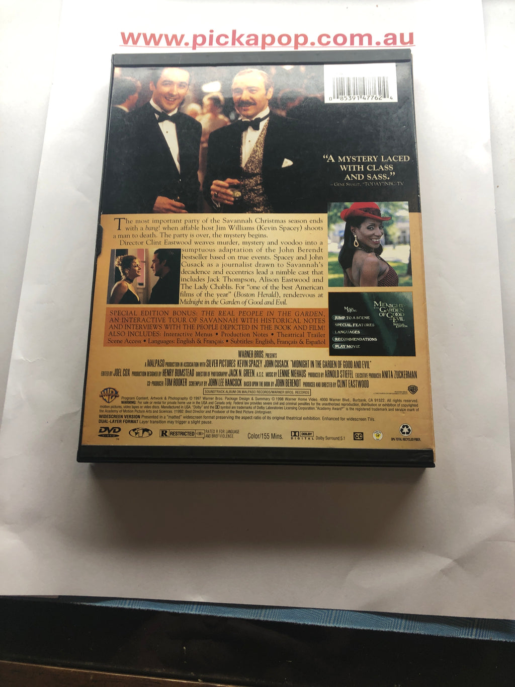 MIDNIGHT IN THE GARDEN OF GOOD AND EVIL - (PAL Region 4) DVD Cleaned and Tested