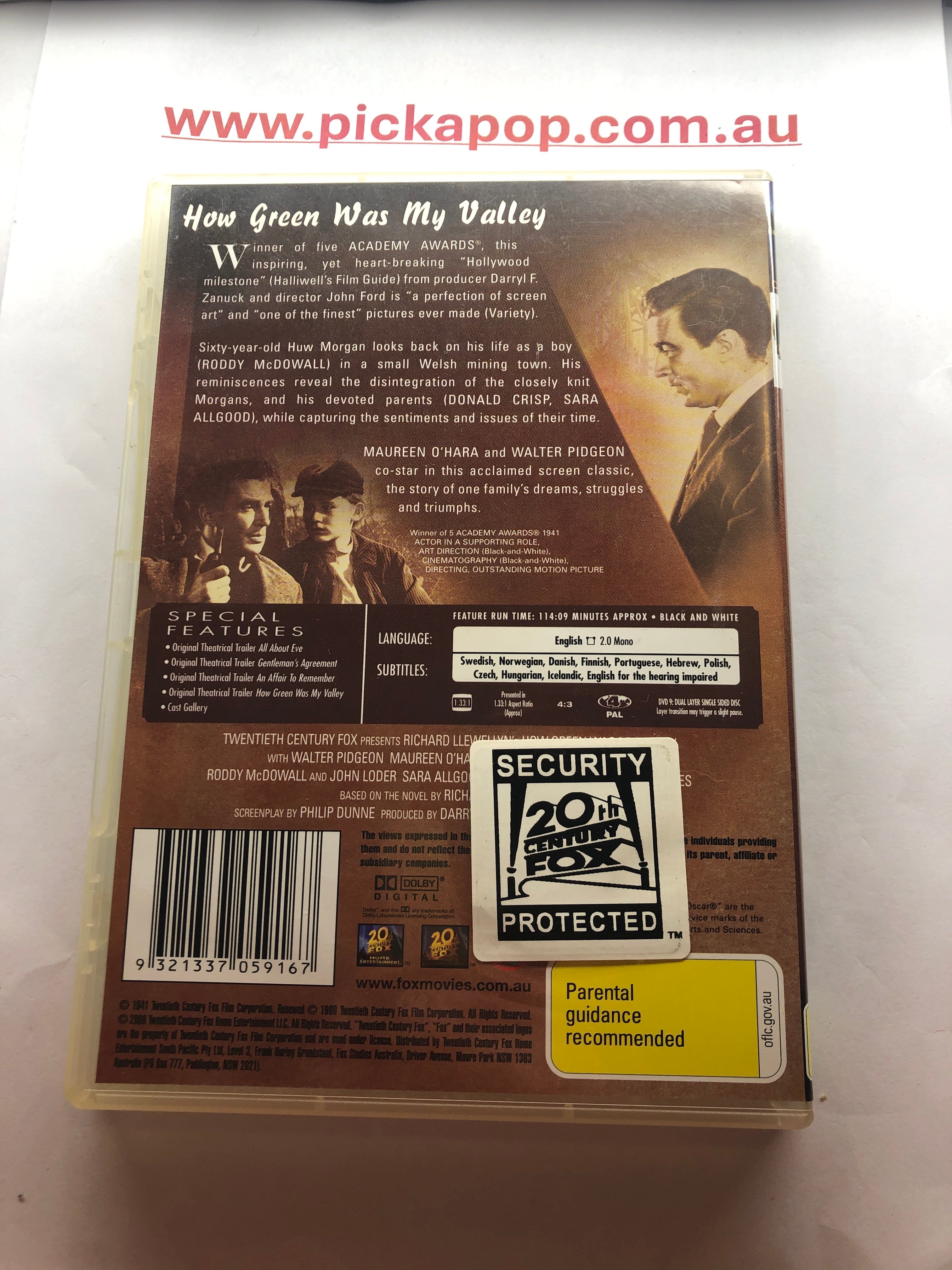 HOW GREEN WAS MY VALLEY - (PAL Region 4) DVD Cleaned and Tested