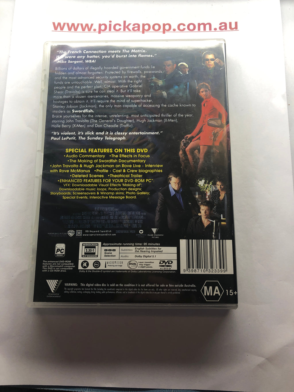 SWORD FISH - (PAL Region 4) DVD Cleaned and Tested