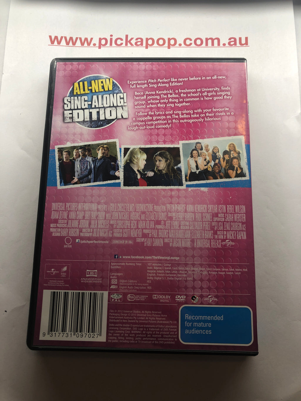 PITCH PERFECT - (PAL Region 4) DVD Cleaned and Tested