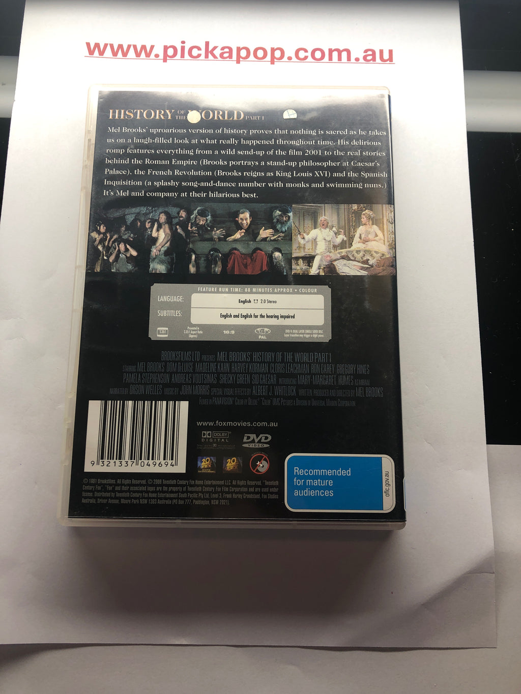 HISTORY OF THE WORLD PART 1 - DVD Cleaned and Tested