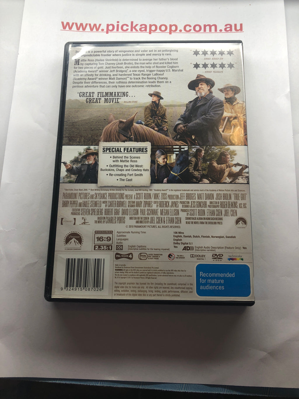 TRUE GRIT - (PAL Region 4) DVD Cleaned and Tested