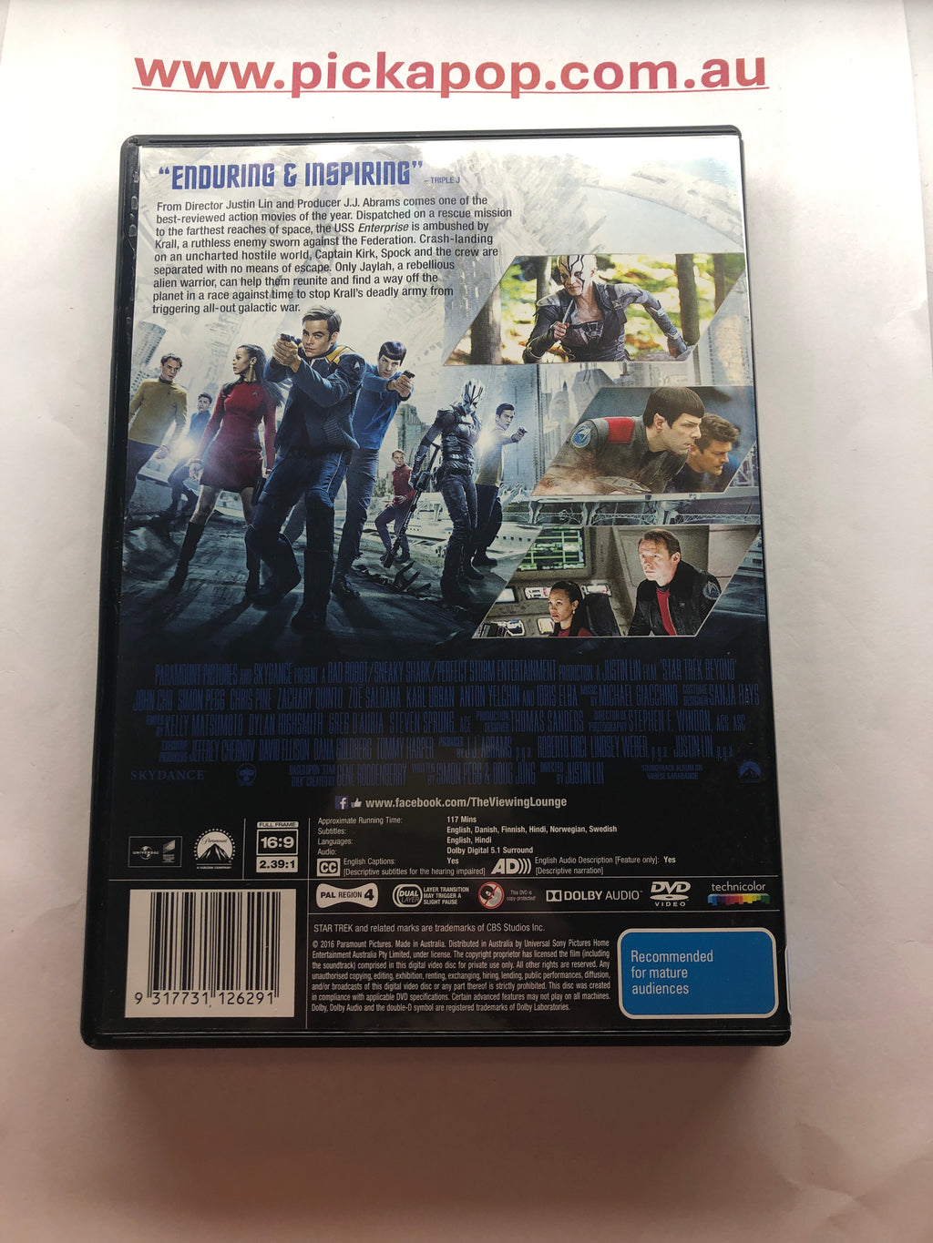 STAR TREK BEYOND - (PAL Region 4) DVD Cleaned and Tested