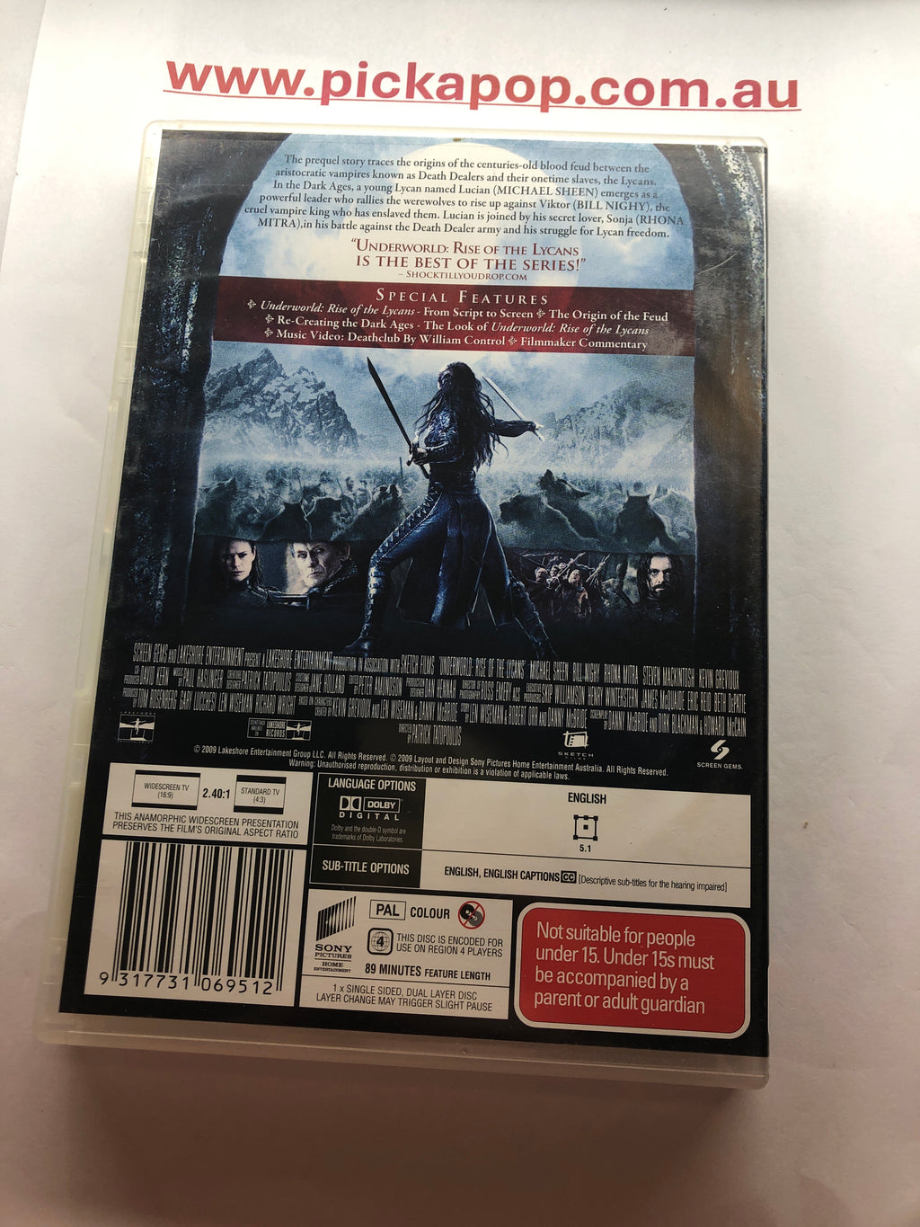 UNDERWORLD RISE OF THE LYCANS - (PAL Region 4 ) DVD Cleaned and Tested
