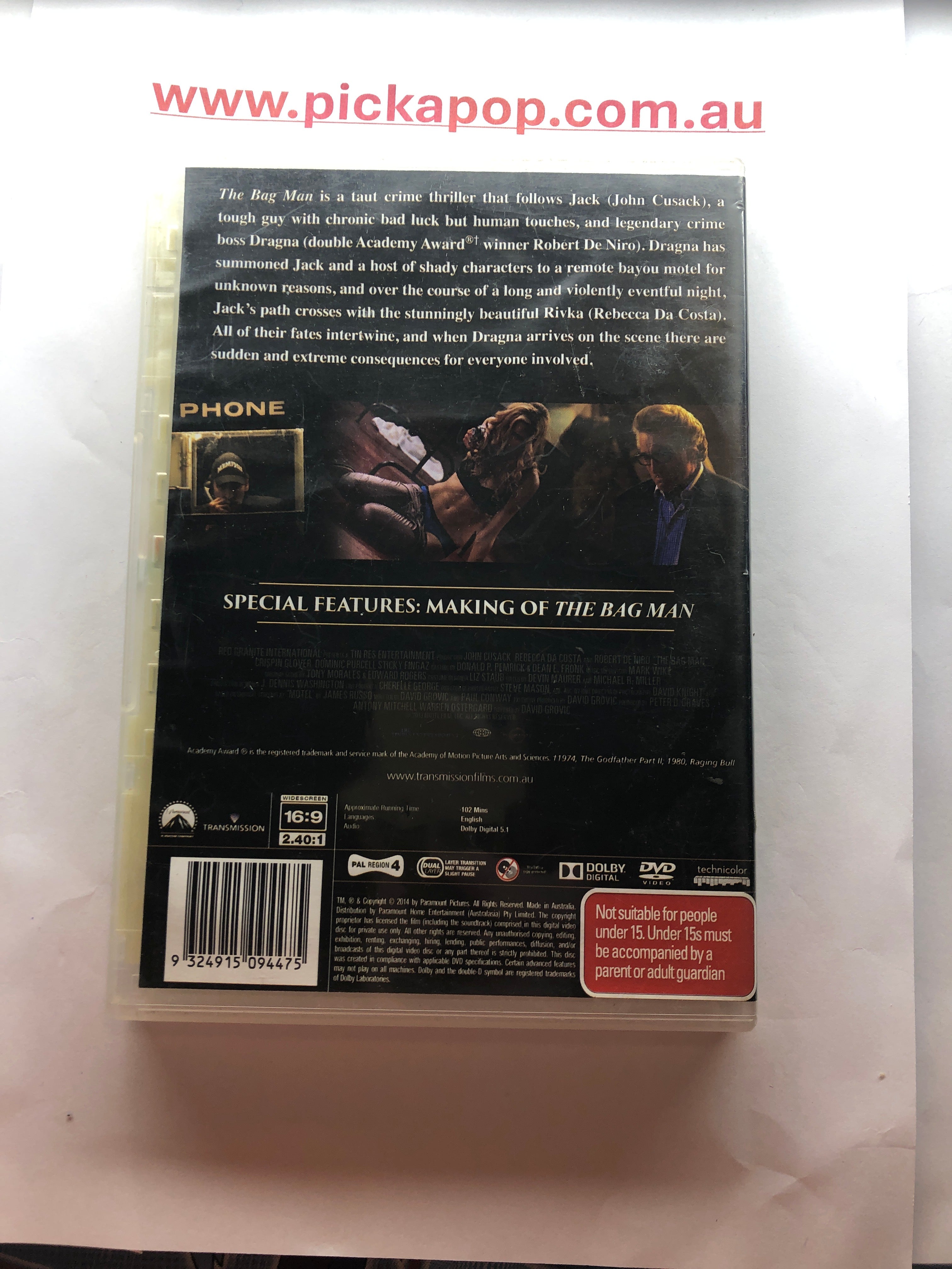 THE BAG MAN - (PAL Region 4) DVD Cleaned and Tested