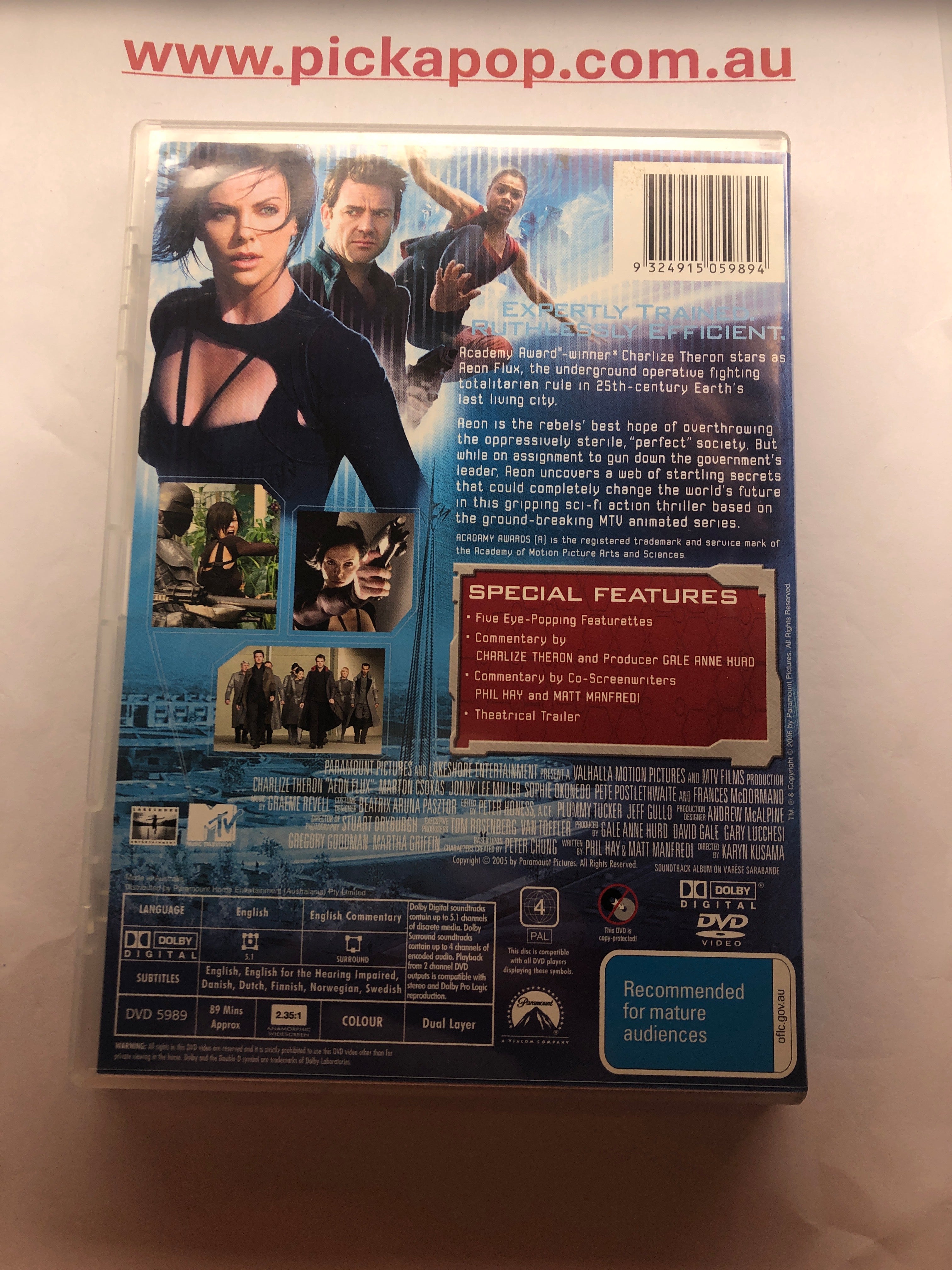 AEONFLUX - (PAL Region 4) DVD Cleaned and Tested