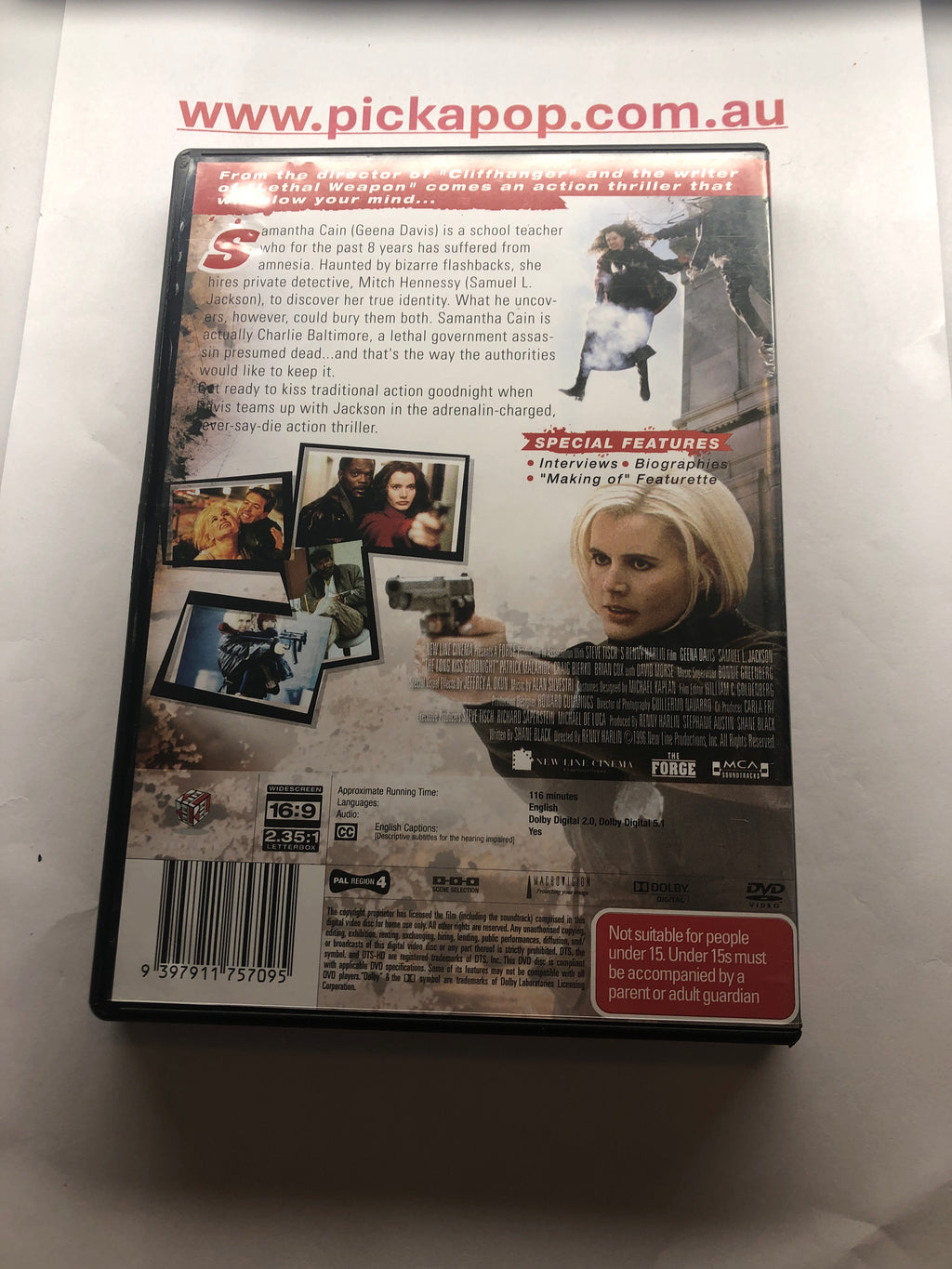 THE LONGEST KISS GOODNIGHT - (PAL Region 4) DVD Cleaned and Tested