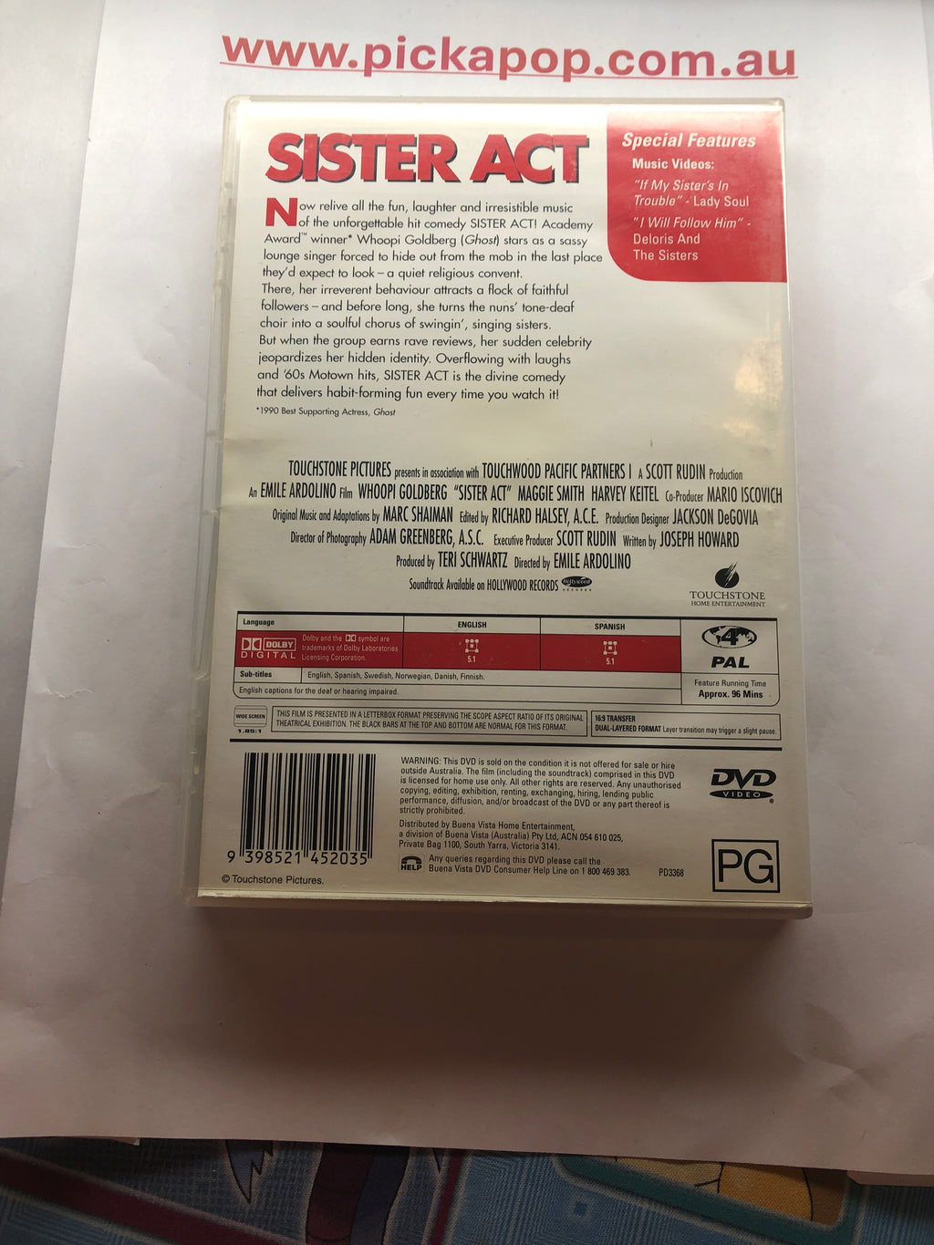 SISTER ACT - (PAL Region 4) DVD Cleaned and Tested