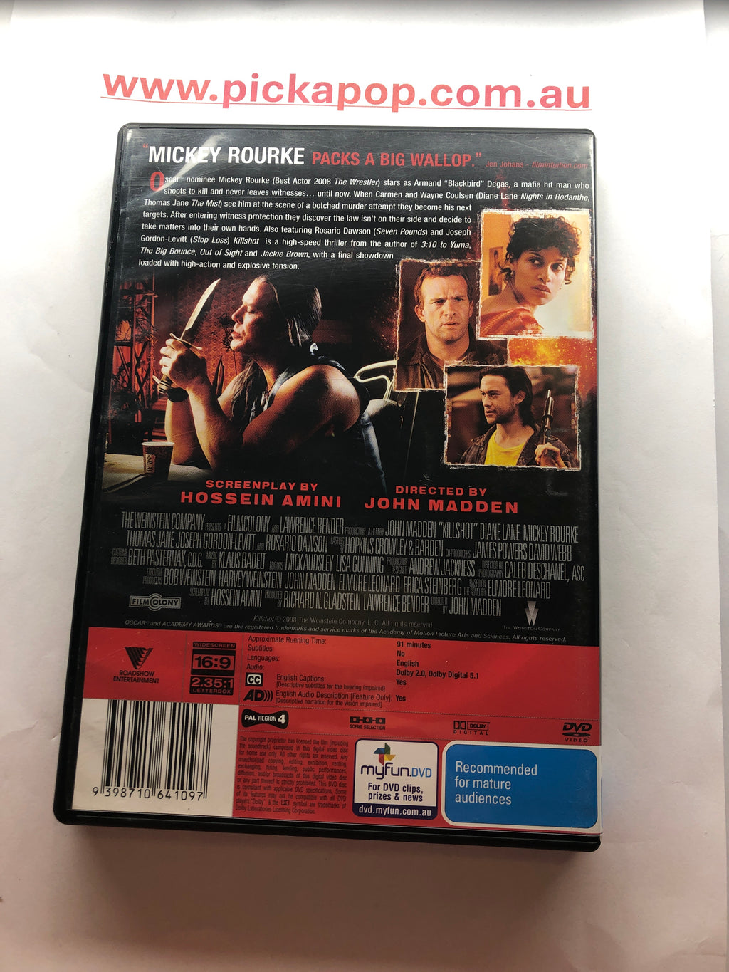 KILLSHOT - (PAL Region 4) DVD Cleaned and Tested