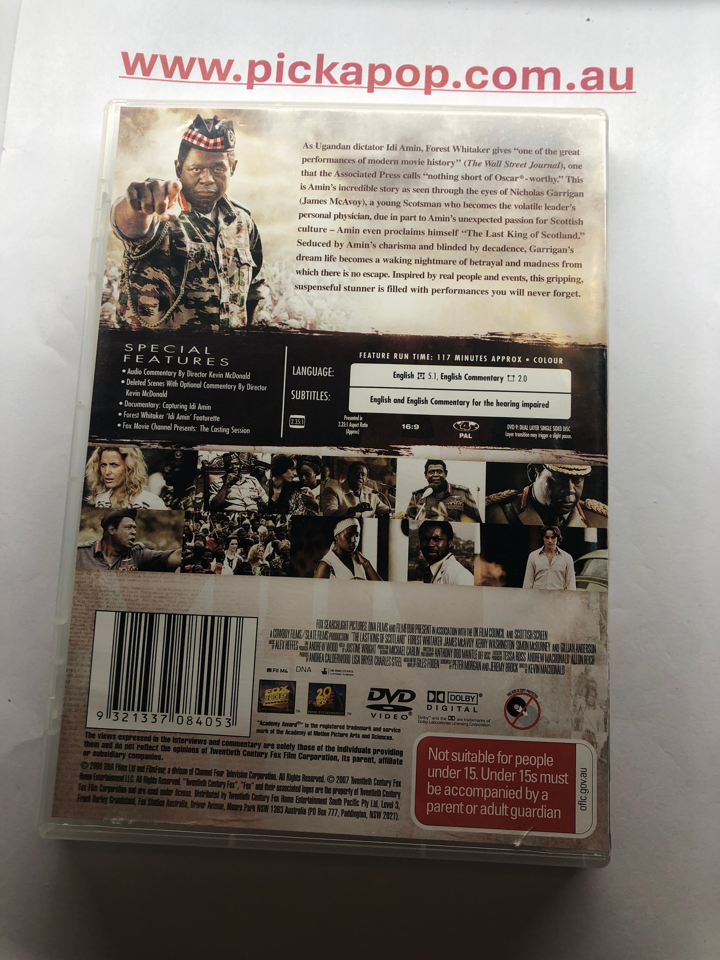 THE LAST KING OF SCOTLAND - (PAL Region 4) DVD Cleaned and Tested