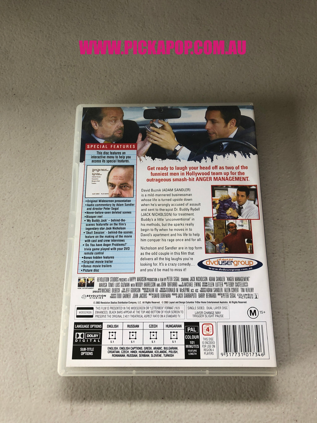 ANGER MANAGEMENT - PAL Region 4 - DVD Cleaned and Tested