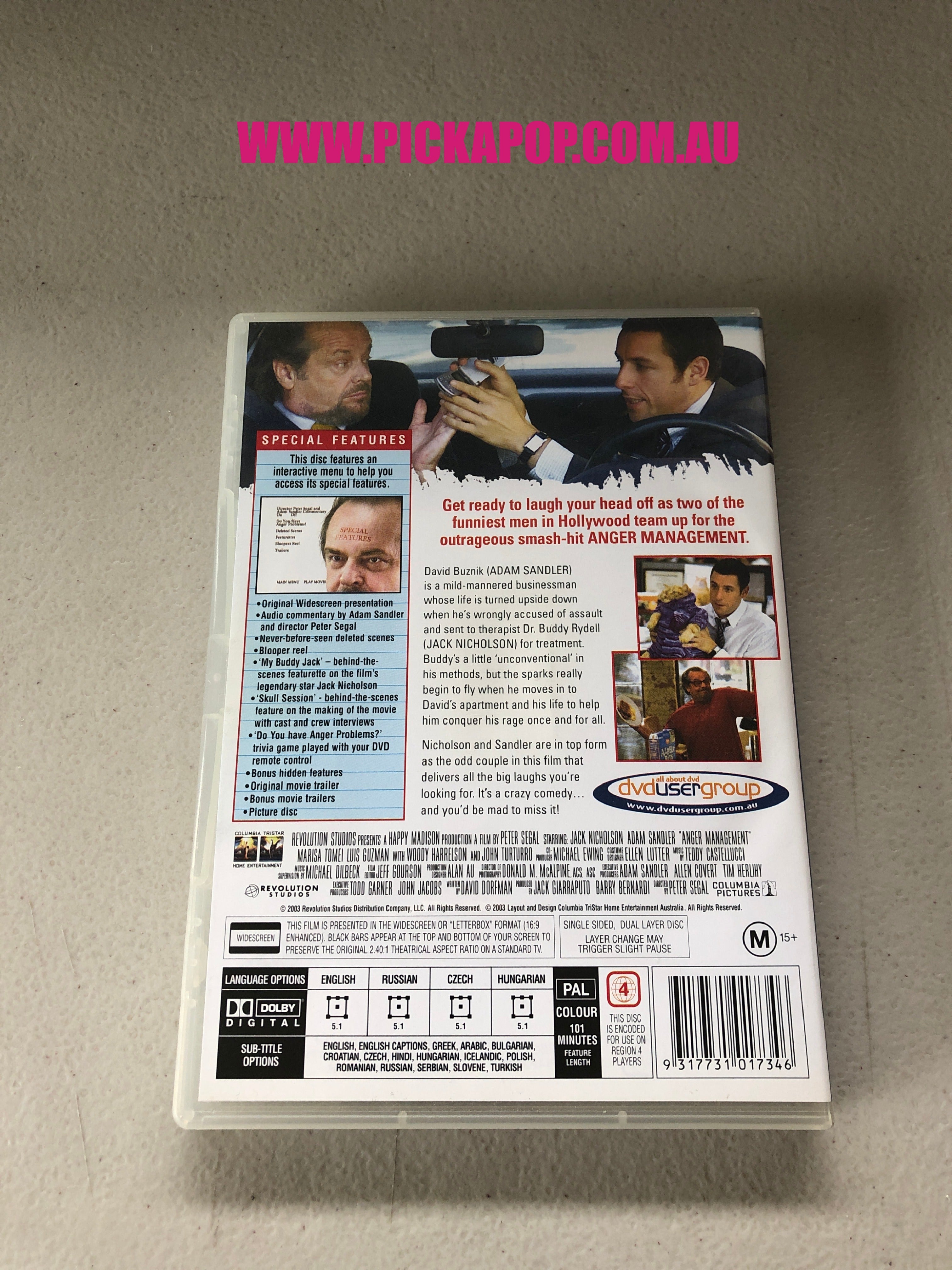 ANGER MANAGEMENT - PAL Region 4 - DVD Cleaned and Tested