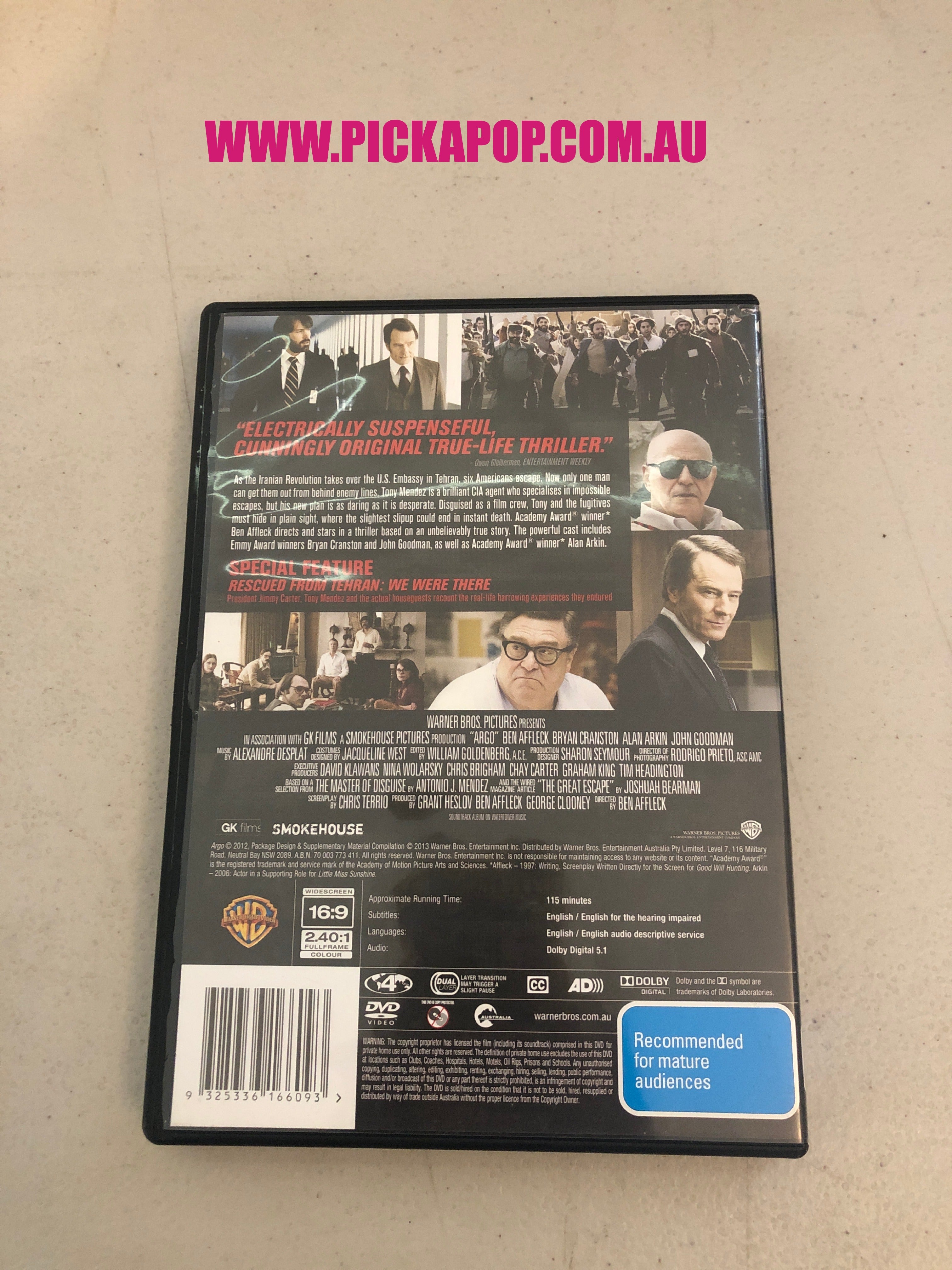 ARGO - PAL Region 4 - DVD Cleaned and Tested