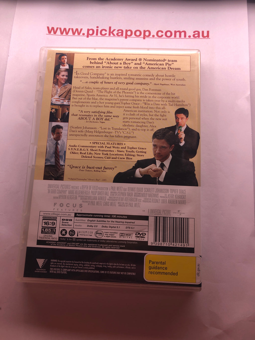 IN GOOD COMPANY - (PAL Region 4) DVD Cleaned and Tested