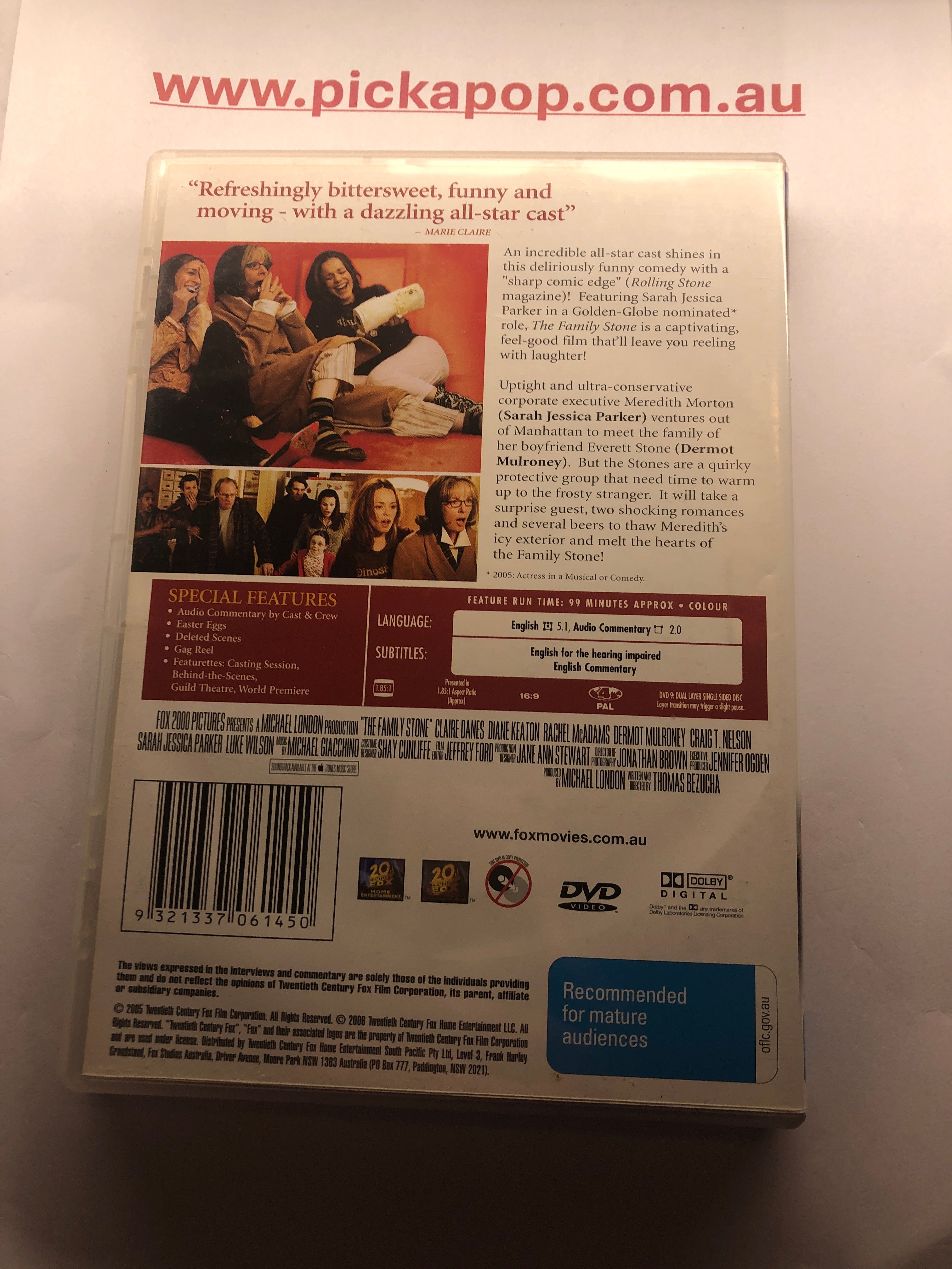 THE FAMILY STONE - (PAL Region 4) DVD Cleaned and Tested