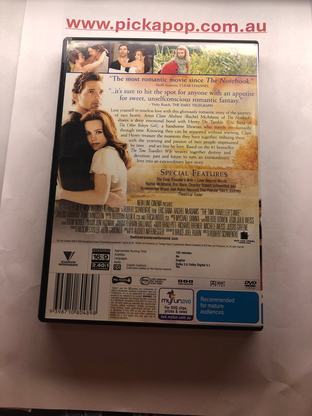 THE TIME TRAVELLERS WIFE - (PAL Region 4) DVD Cleaned and Tested