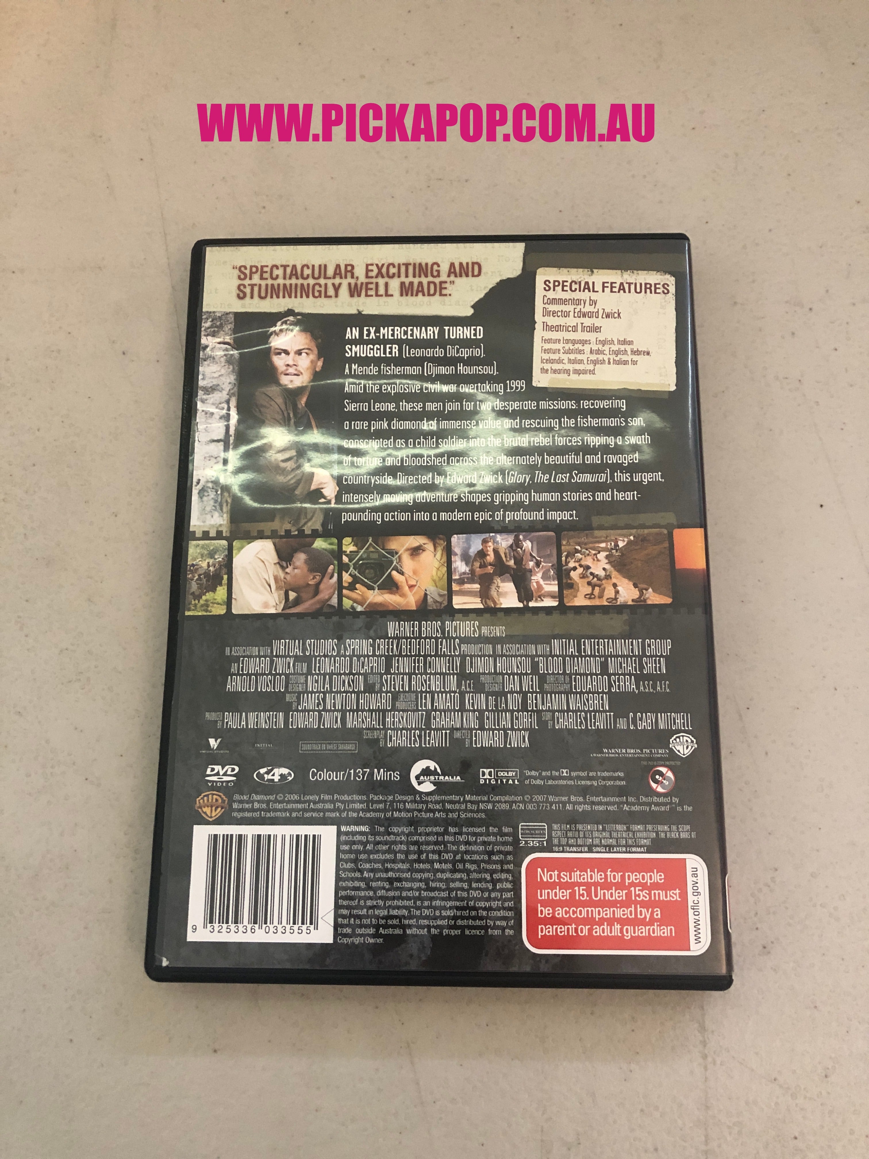BLOOD DIAMOND - PAL Region 4 - DVD Cleaned and Tested
